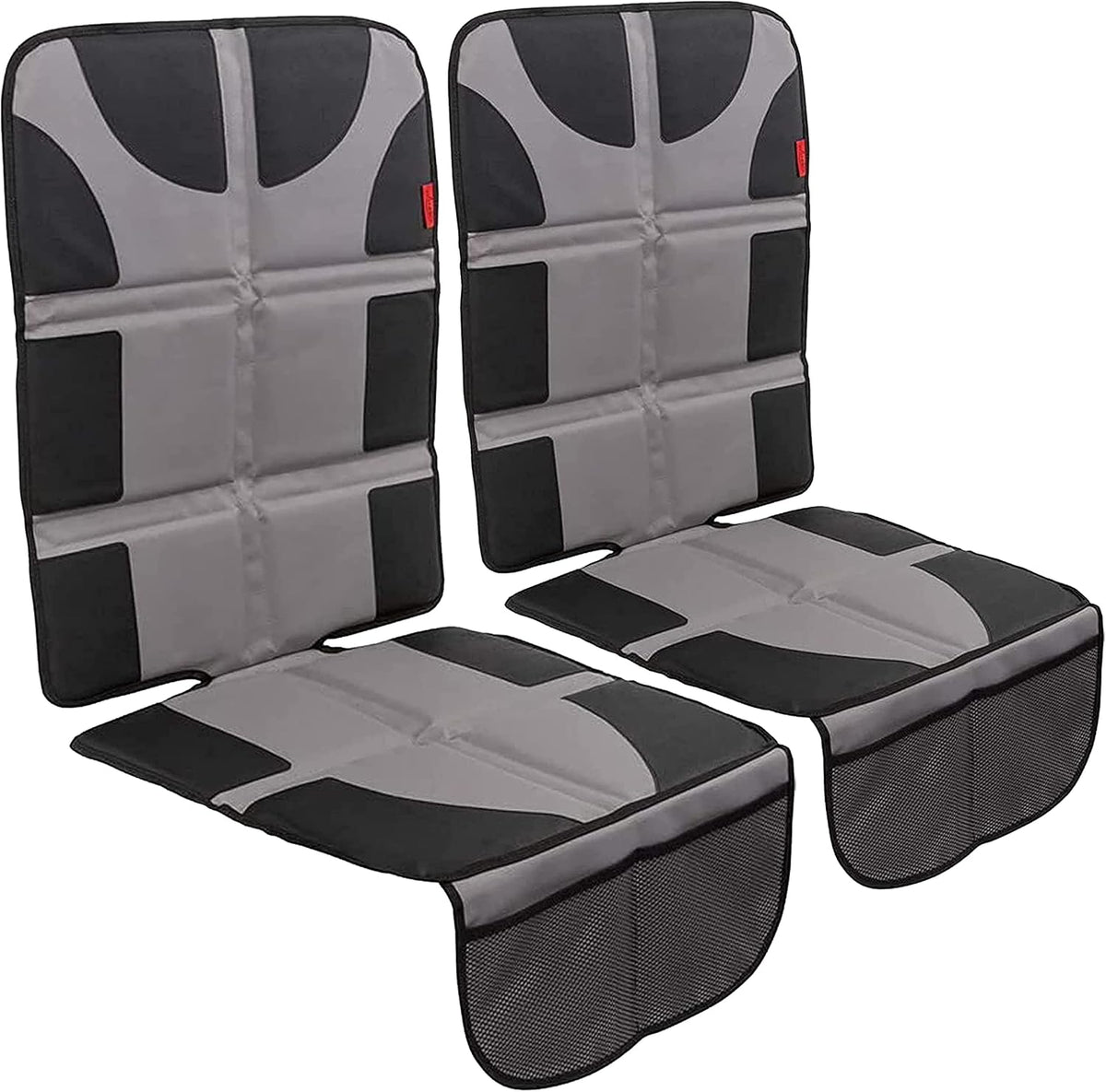 Lusso Gear Car Seat Protector - 2-Pack Waterproof Padded Shield & Mesh Pockets for Baby Travel Gear - Universal Fit Seat Covers for Cars & SUVs - Non-Slip Heavy-Duty Protection - Gray, Universal Fit