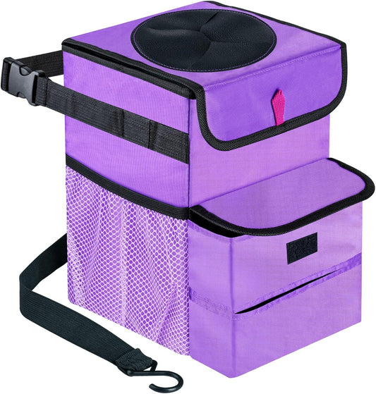 Car Trash Can Foldable Garbage Bin Leakproof 3 Gallons Purple