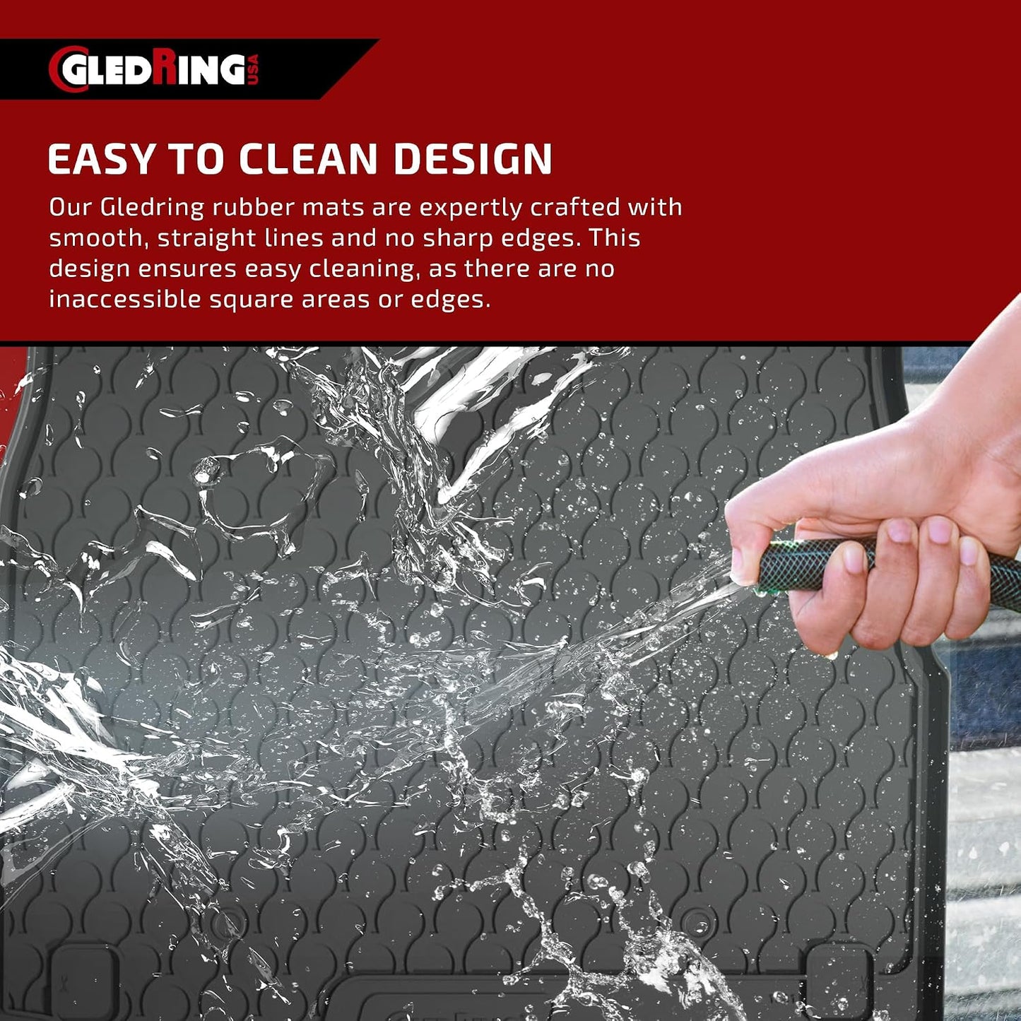 Gledring USA Custom Fit All-Weather Rubber Floor Mats Intended for Smart Fortwo (453) 2014-2019, No Trimming Required, Tailored Custom Fit, Protects from Rain, Mud, & Snow.