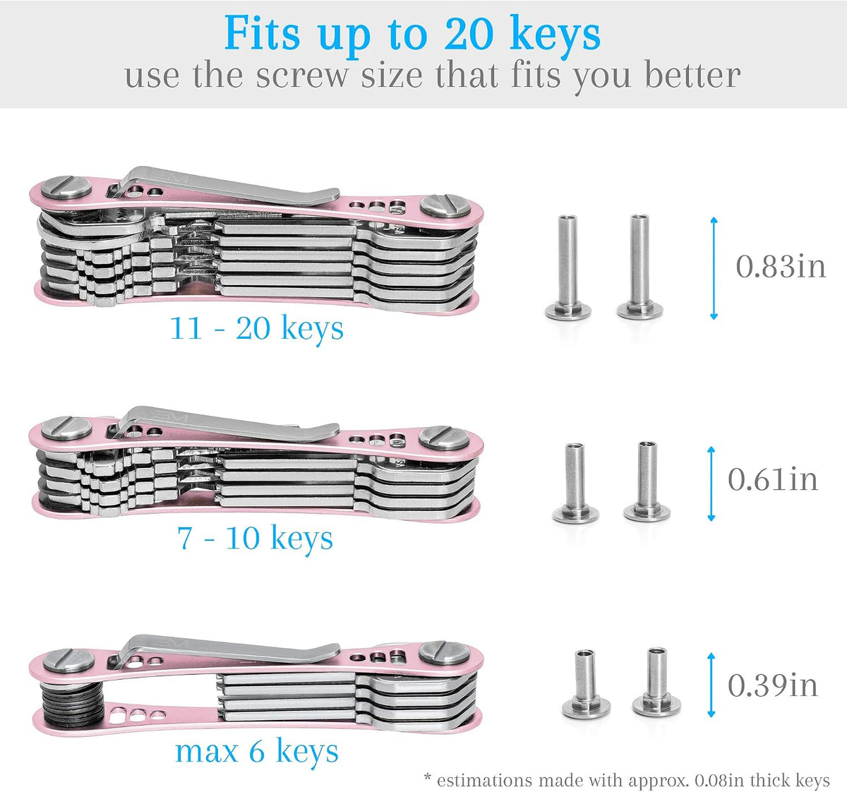 EM Compact Key Holder, Pocket Key Organizer, 14 Keys Key Bar
