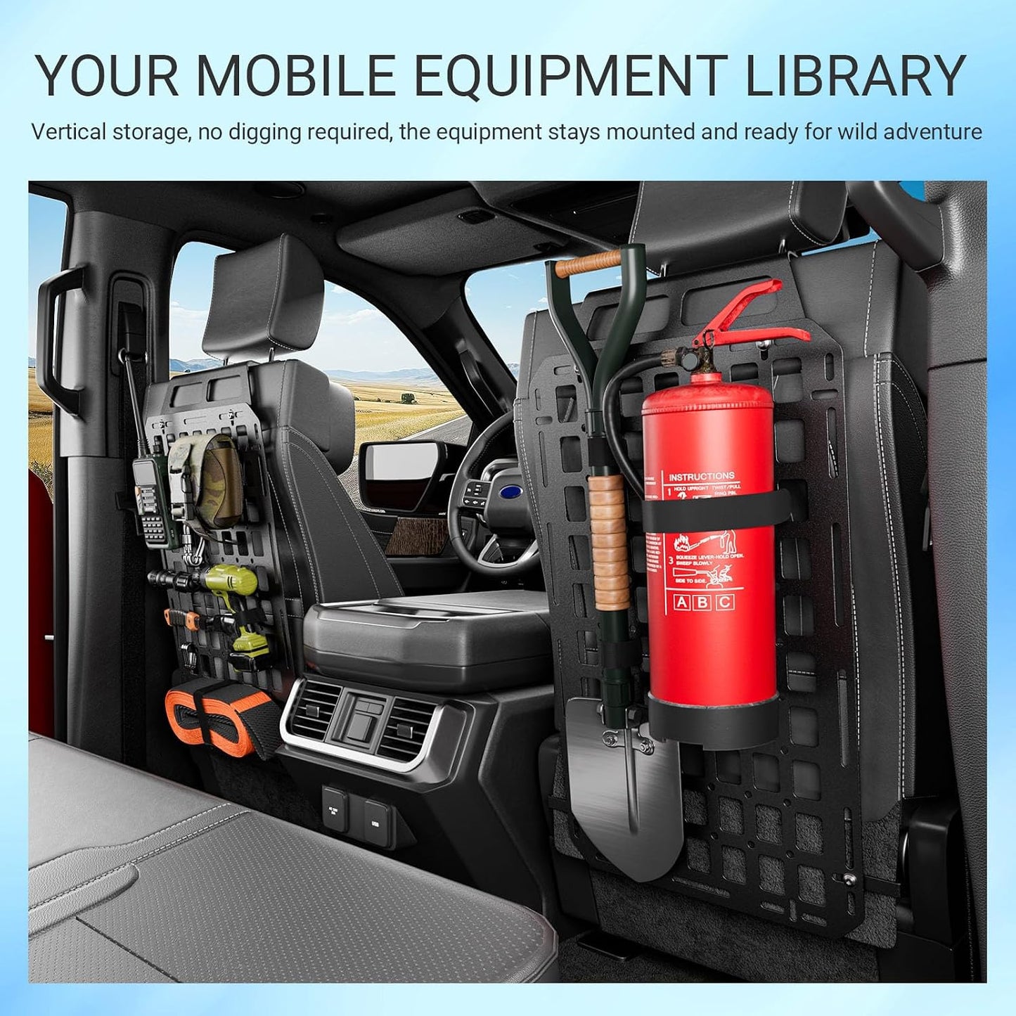 SZYANG Seat Back Molle Panel Compatible with 2015-2026 Ford F-150 Seat Back Organizers Molle Tactical Truck Organizer Replacement for 2015-2026 Ford F150 Accessories(2PCS)