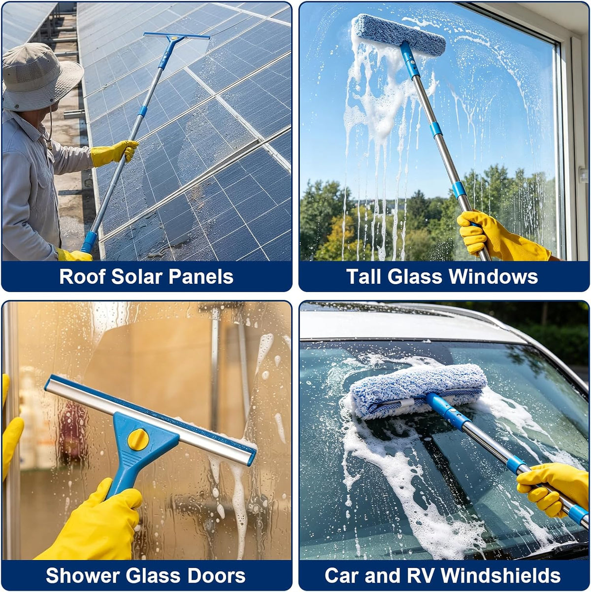 Window Cleaning Kit with Bucket 3 Gallon for Home, Car &RV, Blue