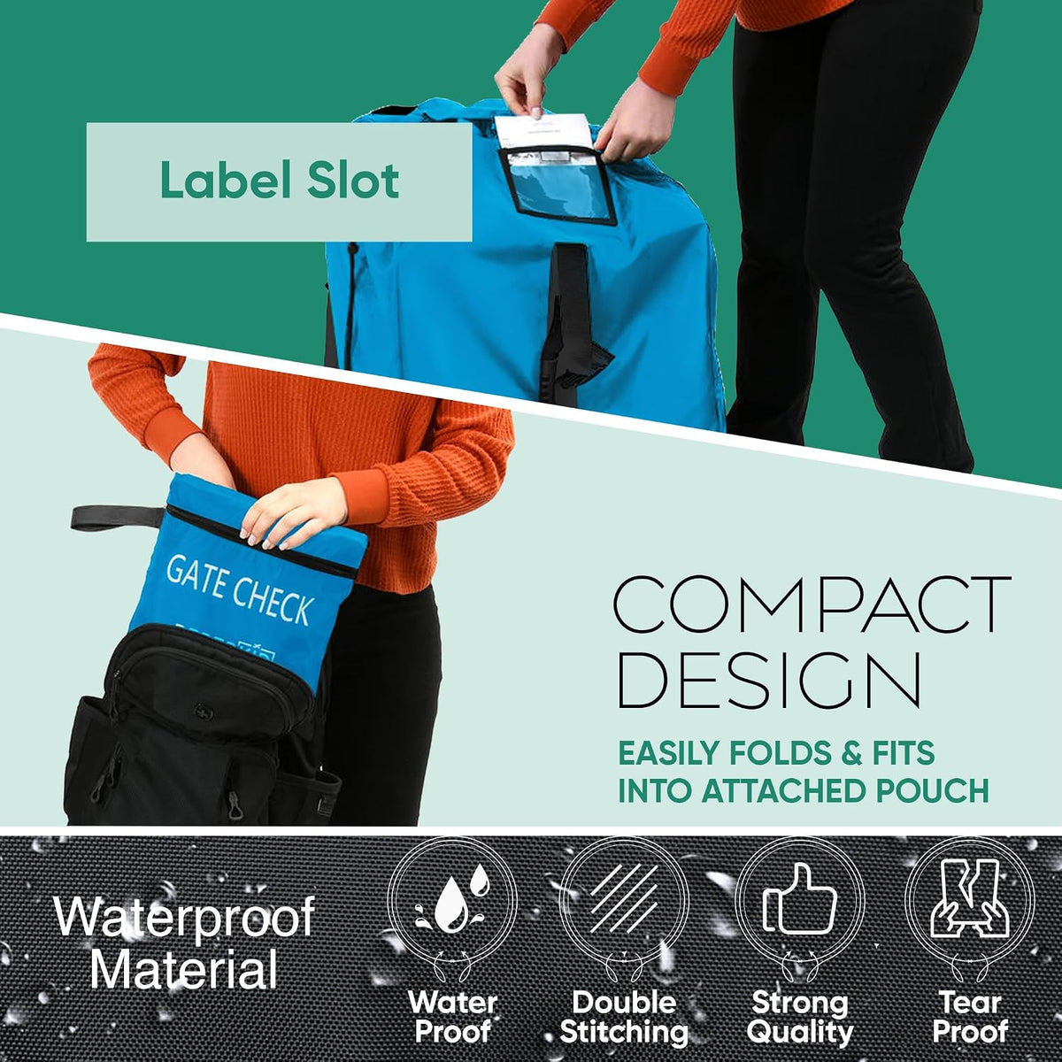 Car Seat Travel Bag for Airplane, Backpack Straps, Fits Most Car Seats