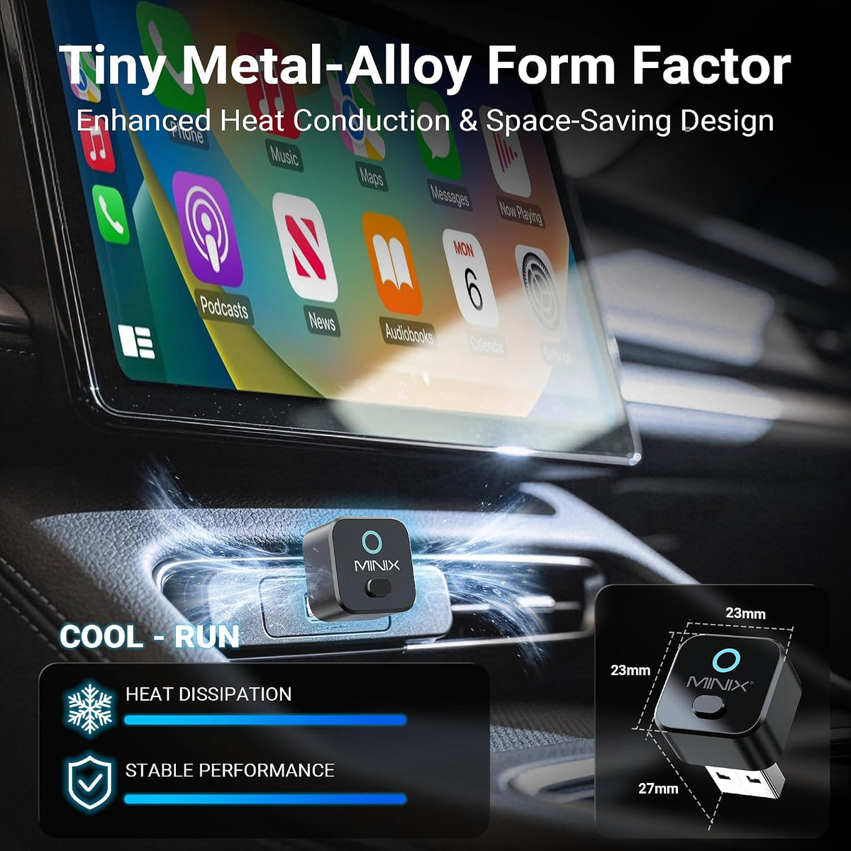 MINIX 2-in1 Wireless CarPlay Adapter for Apple & Android Auto
