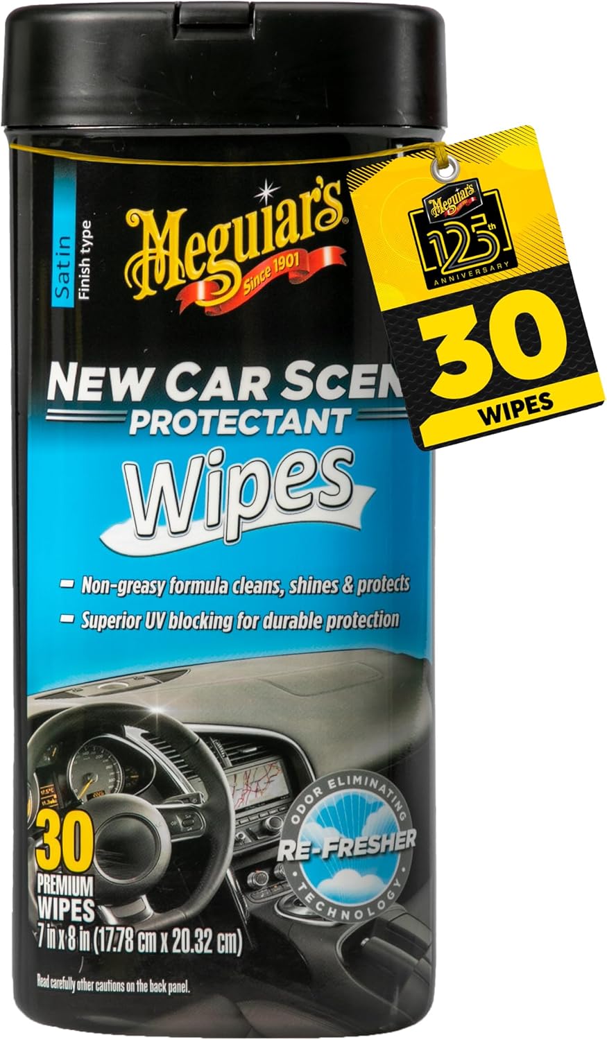 Meguiar’s New Car Scent Protectant Wipes, Car Wipes For Drivers &amp; Detailers—Car Cleaning Wipes That Clean, Protect And Freshen; Car Interior Wipes For Cars, Trucks &amp; Suvs - 30 Count