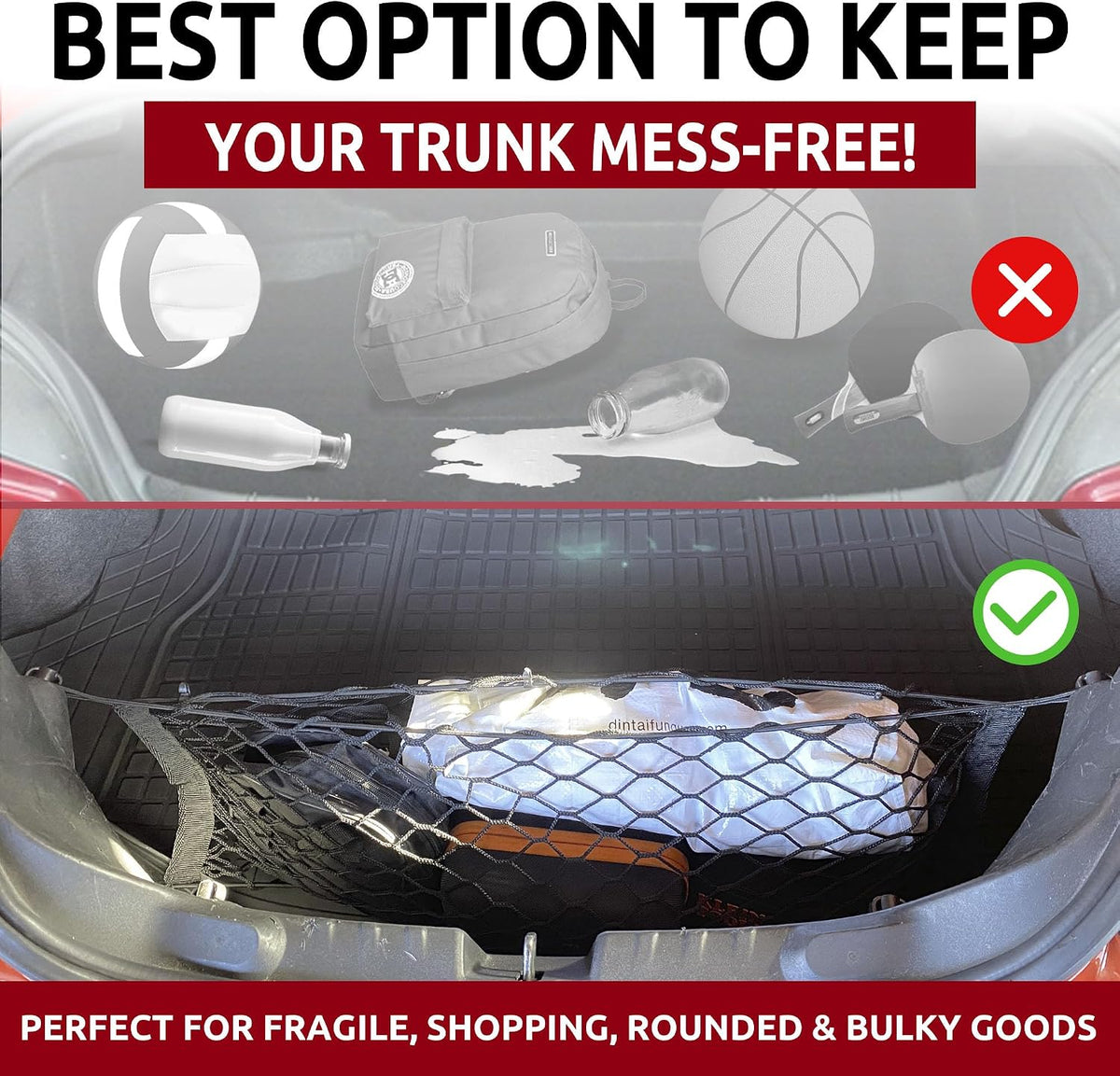 Envelope Style Automotive Elastic Trunk Mesh Cargo Net for Chevrolet Camaro 2010-2024 - Premium Trunk Organizers and Storage - Luggage Net for Crossover - Best Car Organizer for Chevrolet Camaro