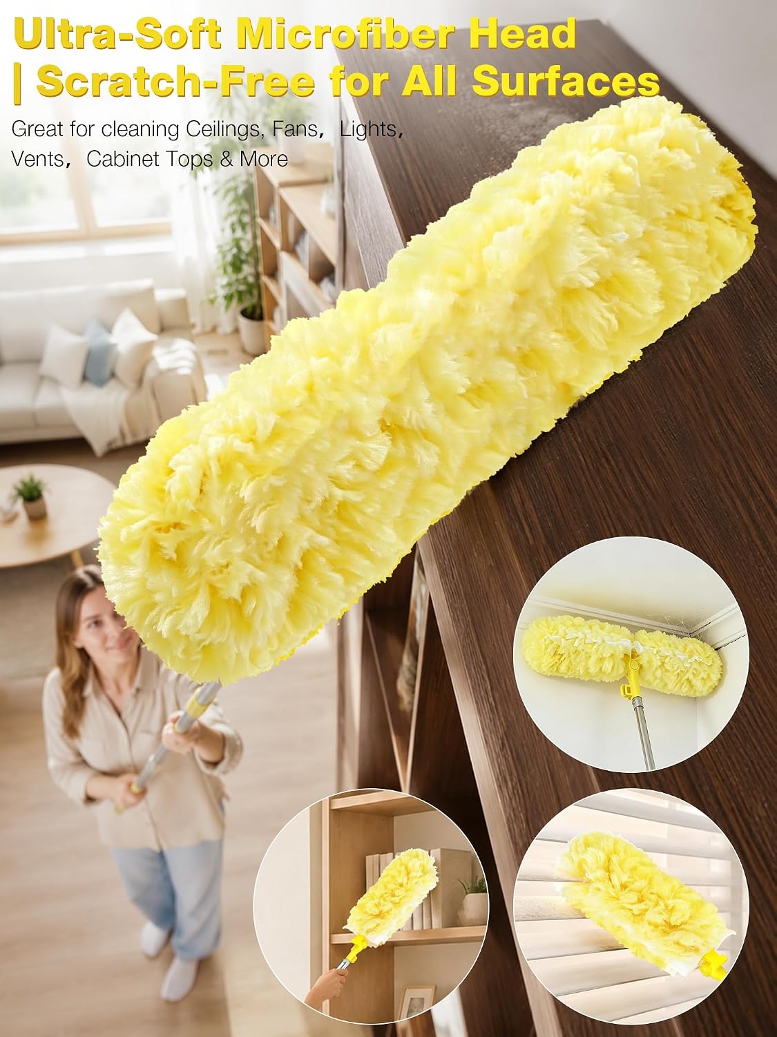 6ft Extended Handle Duster with 6 Refills for Swiffer Dusters