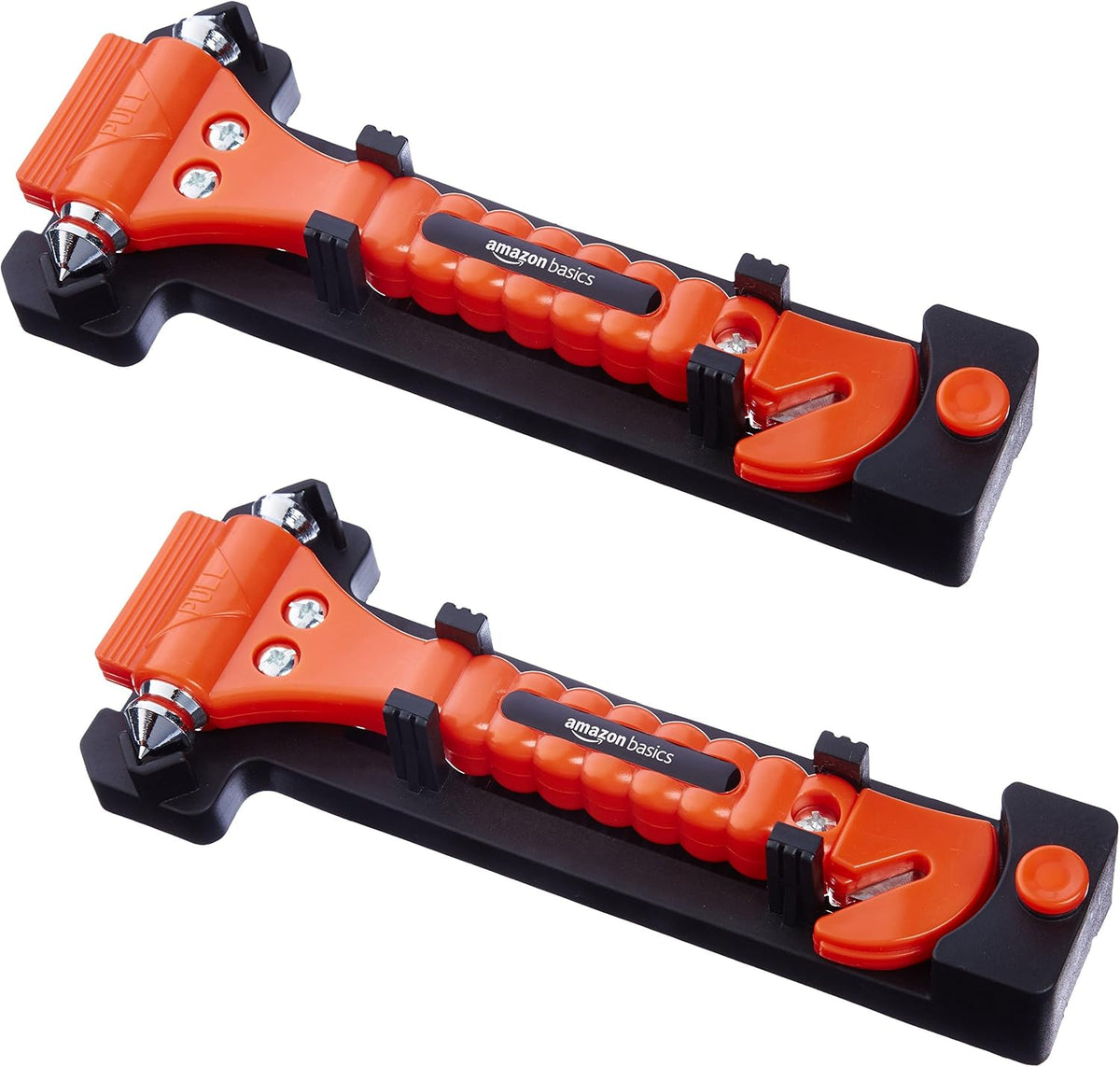 Amazon Basics Emergency Escape Tool, Window Breaker and Seatbelt Cutter, Car Safety Hammer with Protective Bracket, Bright Orange, 4 Pack, SW-835