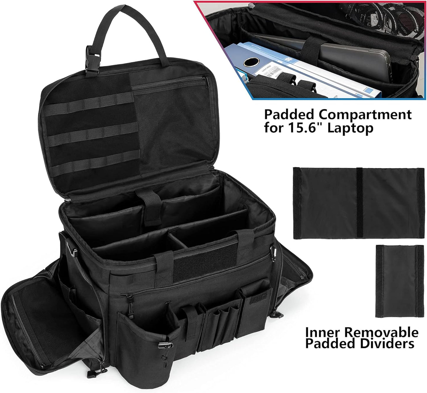 Trunab Patrol Bag, Police Duty Bag, Car Front Seat Organizer with 15.6” Tablet and Laptop Storage for Law Enforcement, Police Patrol, MOLLE Compatible