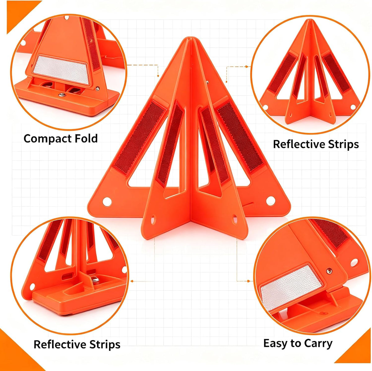 8 Pcs Emergency Reflective Triangles Warning Safety Signs