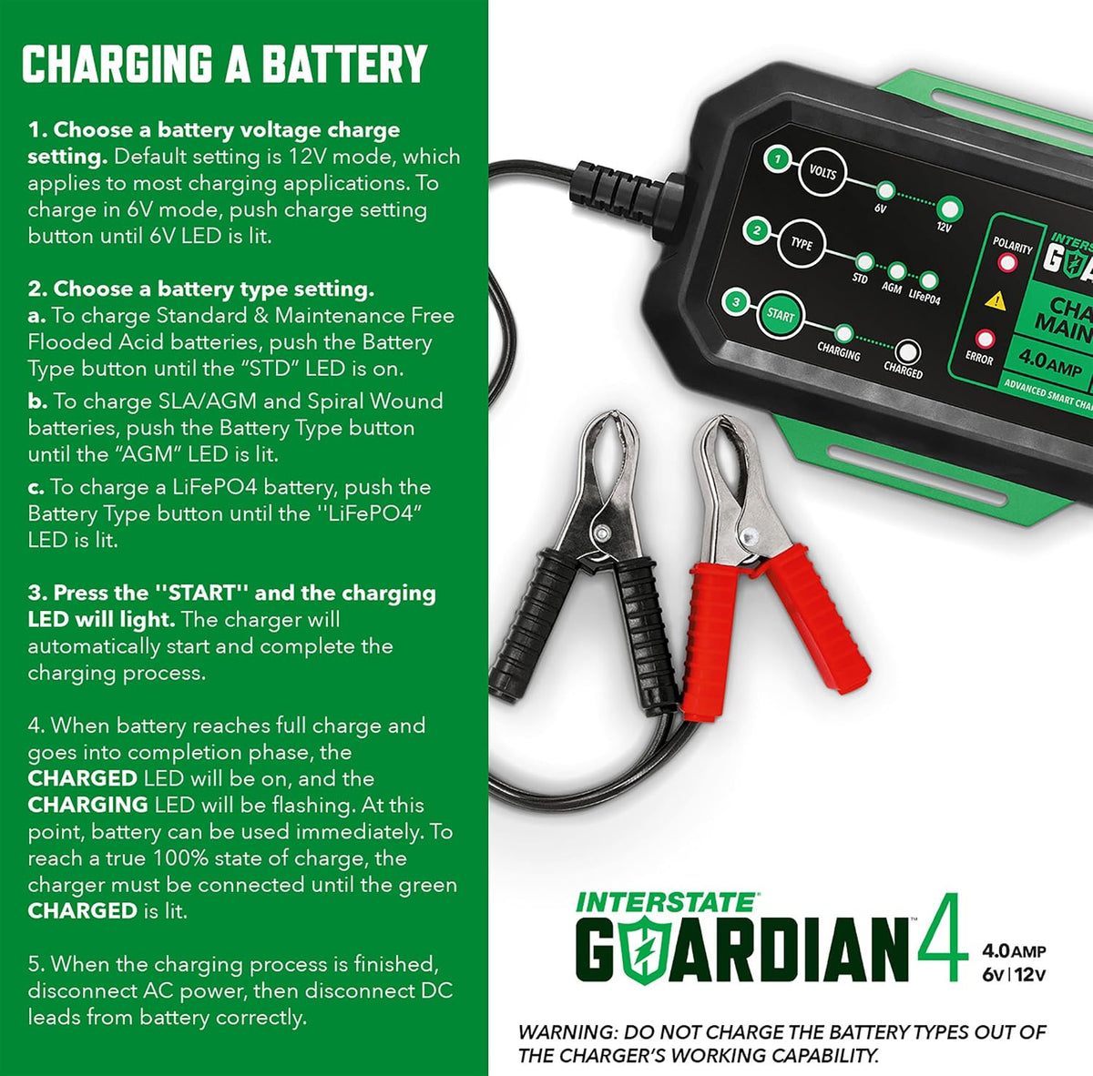 Interstate Batteries 12V/6V Battery Charger & Maintainer 4.0A