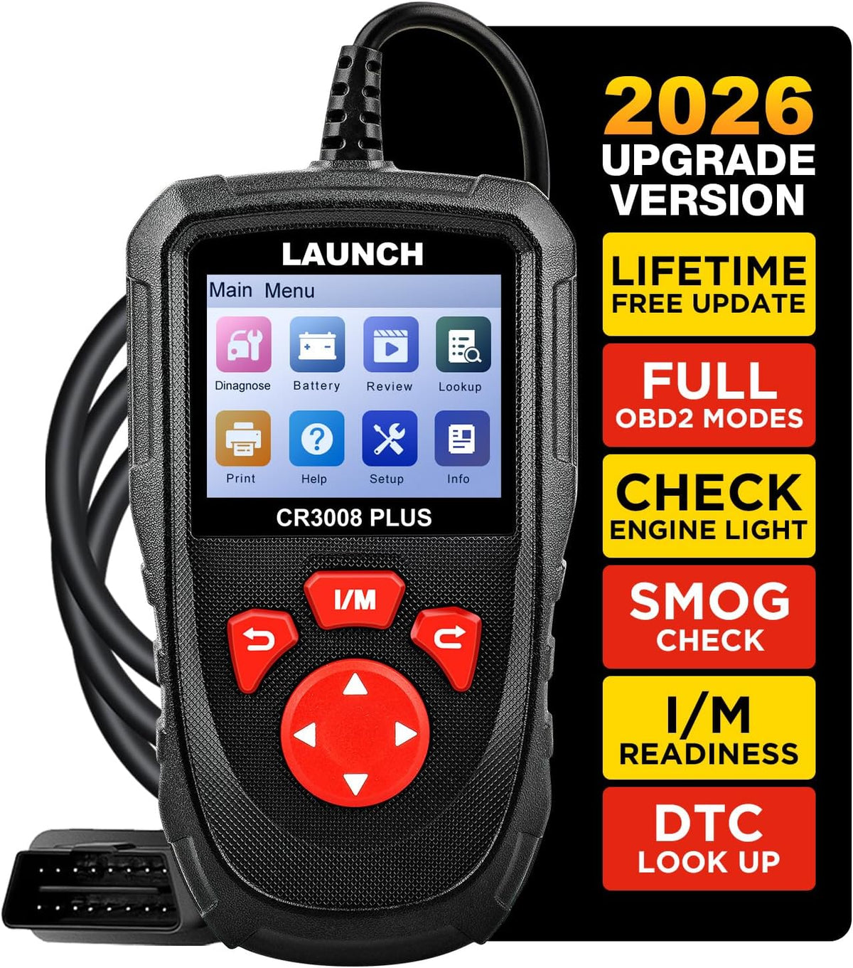LAUNCH Professional OBD2 Scanner Diagnostic Tool CR3008 Plus,One-Click I/M