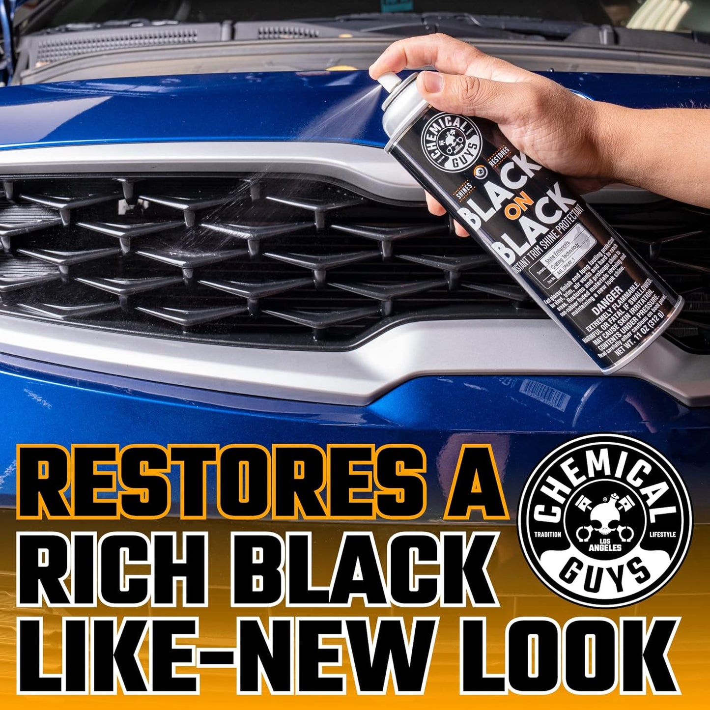 Chemical Guys Black On Black Instant Shine Exterior Dressing Spray, 11 oz | For cars, trucks, and SUVs, sprayable quick dressing, sprayable trim quick dressing, use on grilles, vents, and more