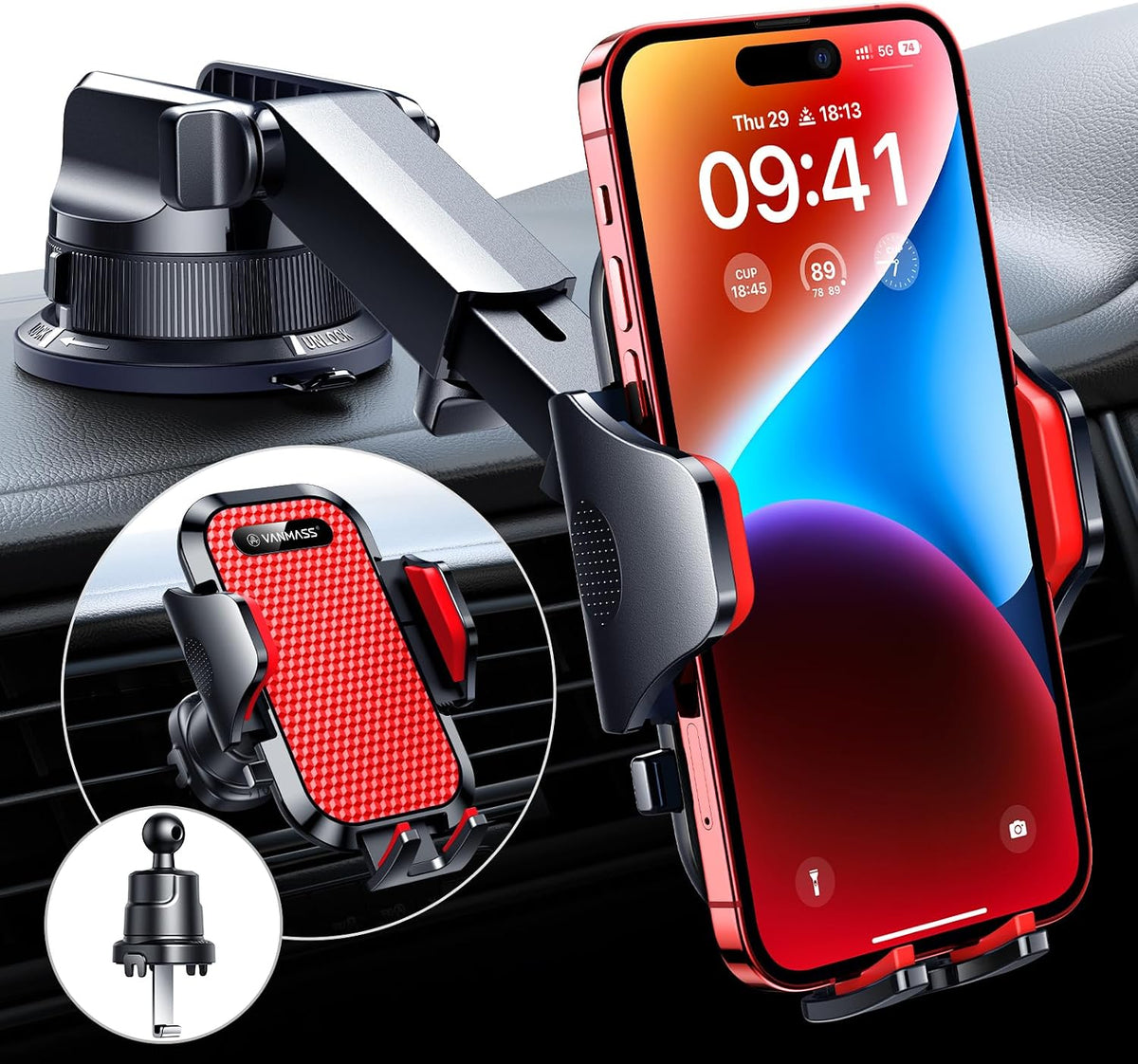 VANMASS [True Military-Grade] Car Phone Holder [Strongest Suction & Clip] Cell Phone Mount for Dashboard Windshield Vent Truck Accessories Cradle Dash Stand for iPhone 15 14 13 12 Android,Green
