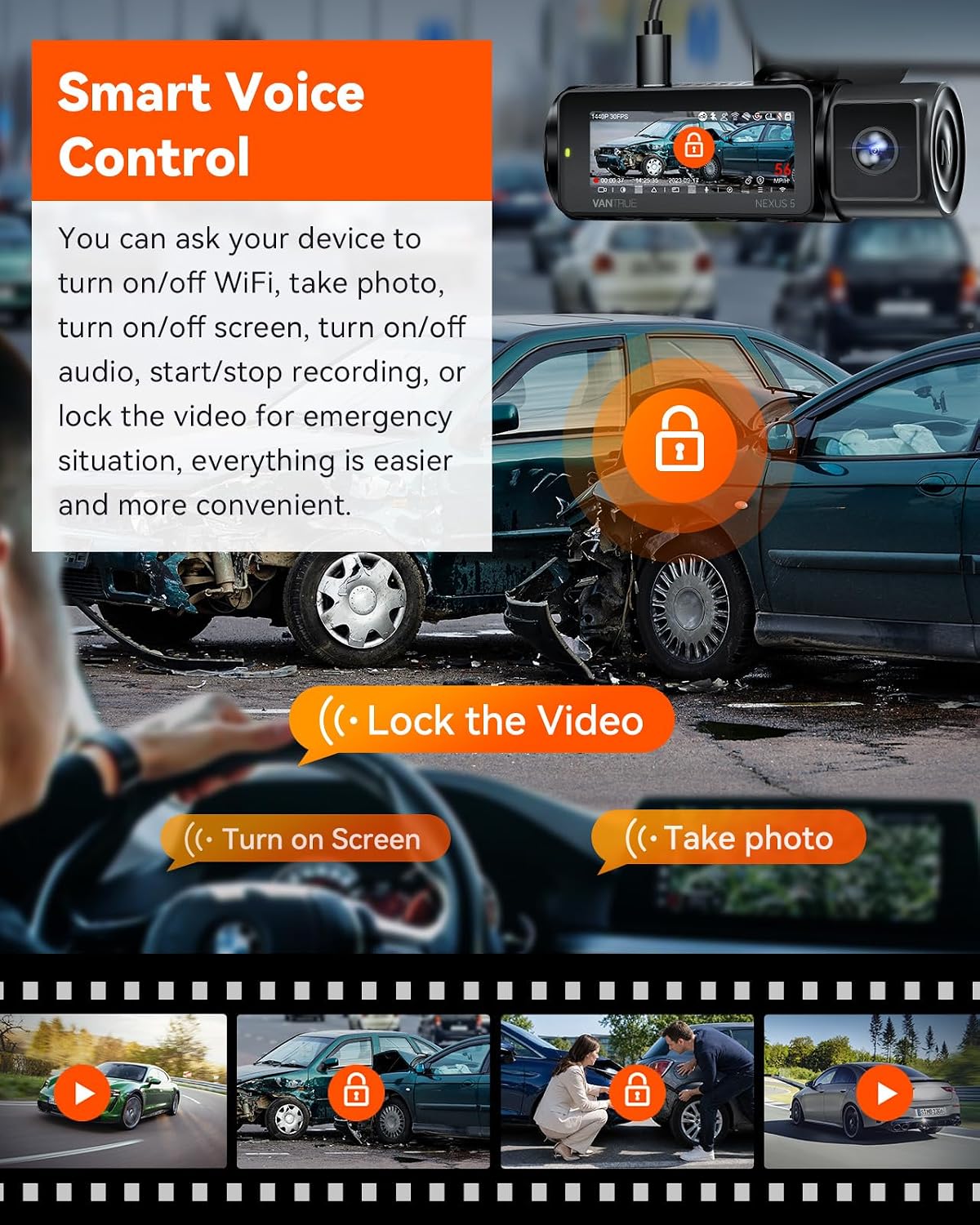 Vantrue N5 4 Channel WiFi 360° All Sides Dash Cam,