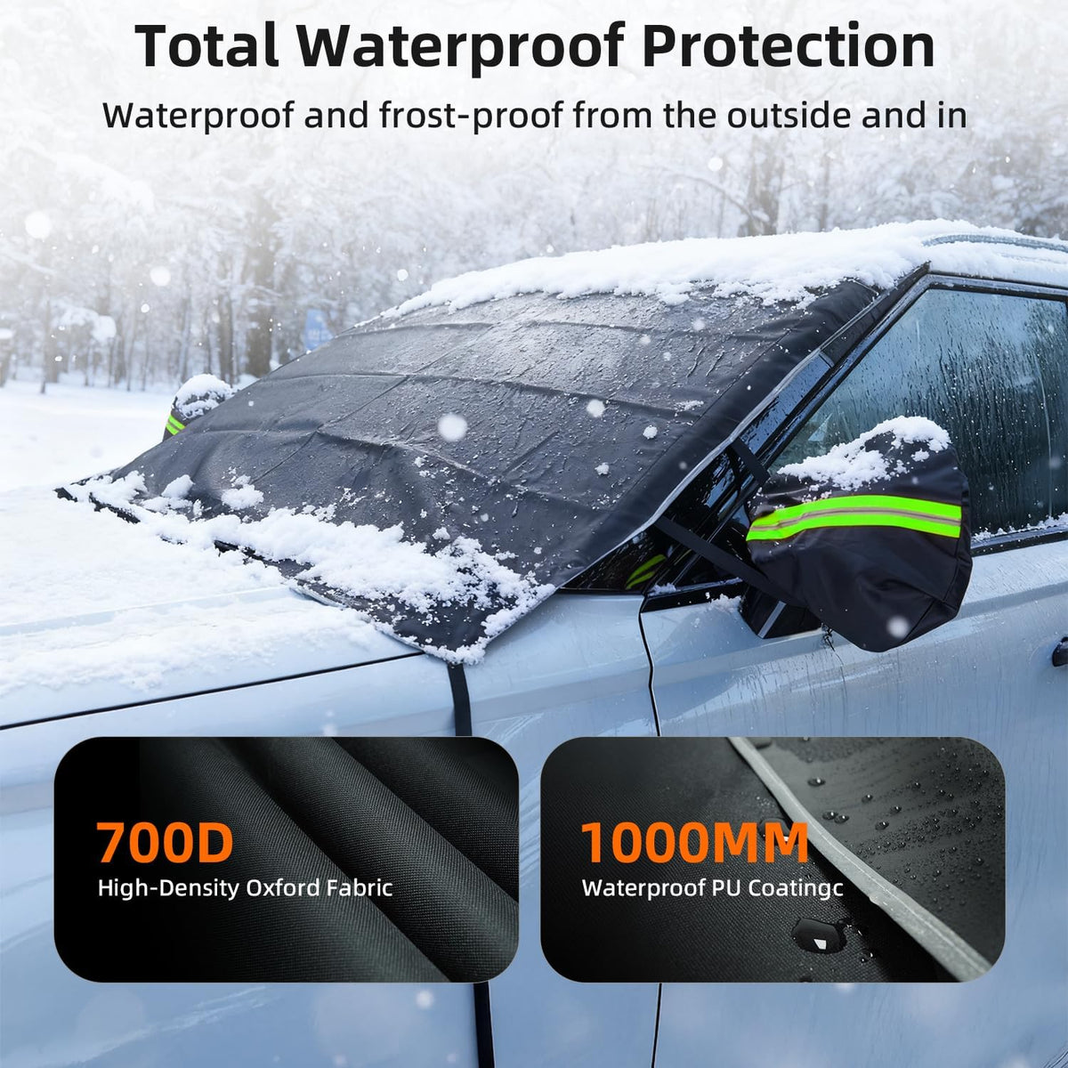 DMJN [2025 Upgraded Windshield Cover for Ice and Snow [Full Coverage Winter Protection]-Heavy Duty Car Snow Cover, Against Snow, Ice, Frost and Water, Suitable for Cars, SUVs, and Trucks-Medium