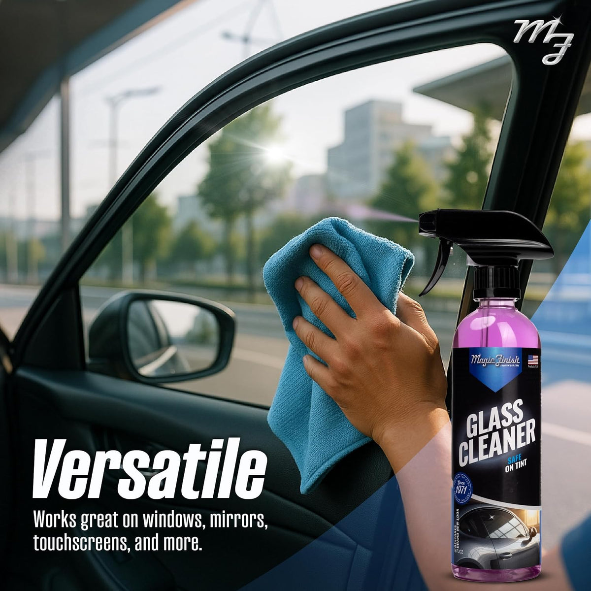 Magic Finish Car Glass Cleaner (16 fl oz) – Ammonia-Free Window Cleaner Spray for Interior & Exterior Auto Glass – Anti-Fog, Streak-Free Car Cleaning Supplies for Tint, Mirrors & Screens
