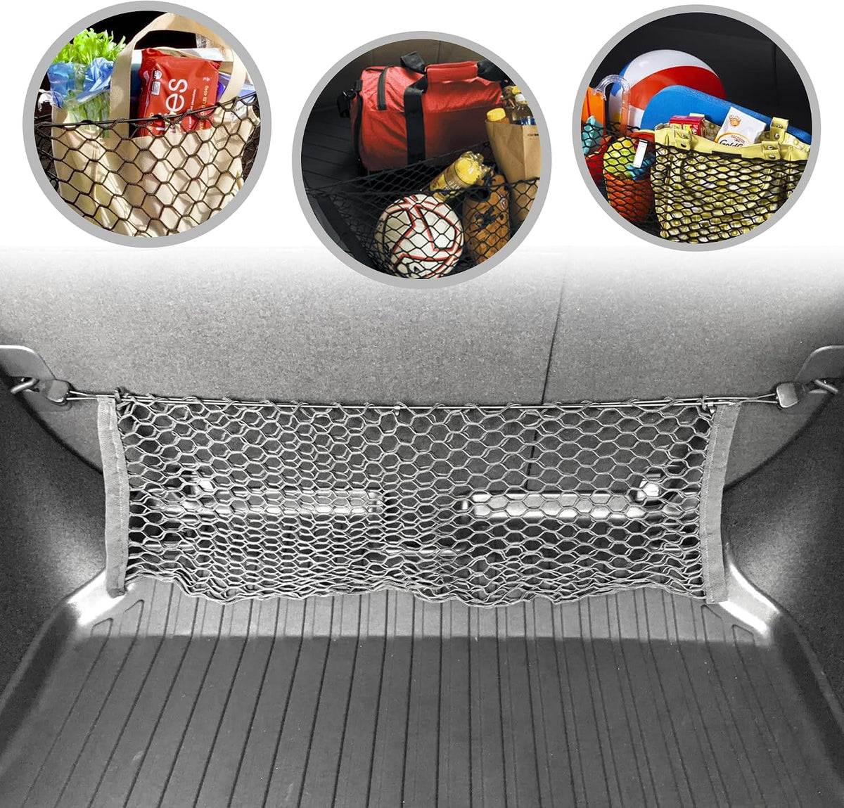 Envelope Style Trunk Mesh Cargo Net Compatible with Honda HRV HR-V LX EX Touring Sport 2013-2022 - Car Accessories - Premium Trunk Organizers and Storage - Cargo Net for SUV - Carrier Organizer