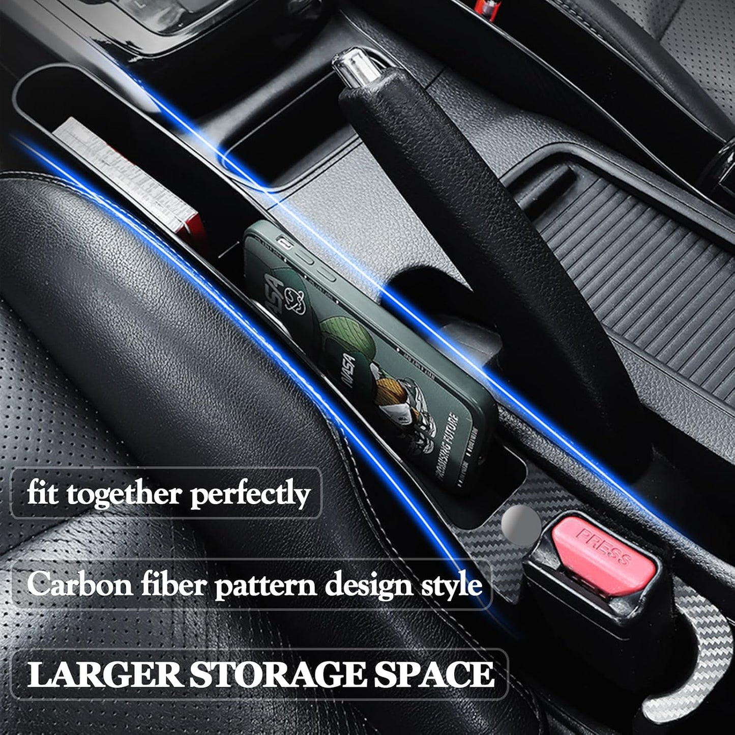 Car Seat Gap Filler Set of 2,Seat Gap Organizer, No Drop Seat Guard,Car Seat Accessories,Drop seat Gap fillers Between Seat and Console Stop Things from Dropping