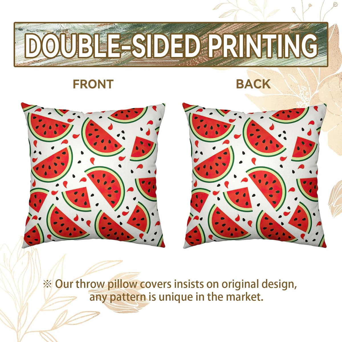 Watermelon Throw Pillow Covers 18 x 18 Inch Set of 2 Summer Green Fruit Pillow Covers Seasonal Farmhouse Pillow Cases Watermelon Cushion Cover for Home Bedroom Sofa Couch Car Decorations