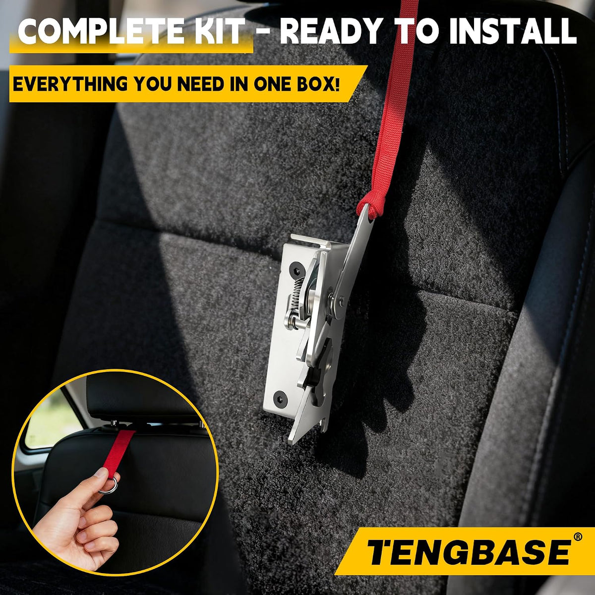 TENGBASE All-in-One Pre-Assembled Rear Seat Release Kit for Ford F-150 F-250 F-350 SuperCab & SuperCrew (2009-2025) Red