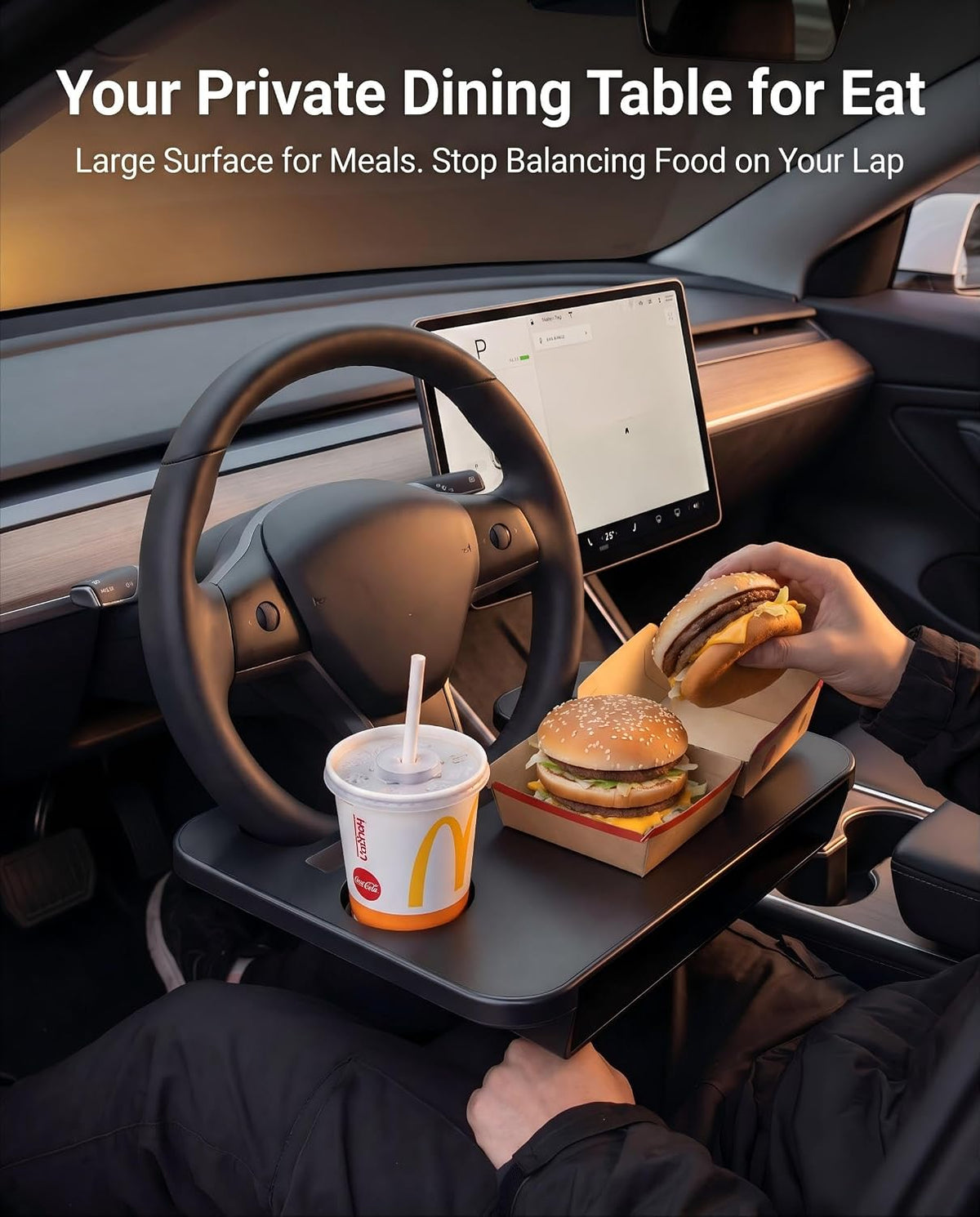 Steering Wheel Tray Compatible with Tesla Model 3/Y, 14-15.5"