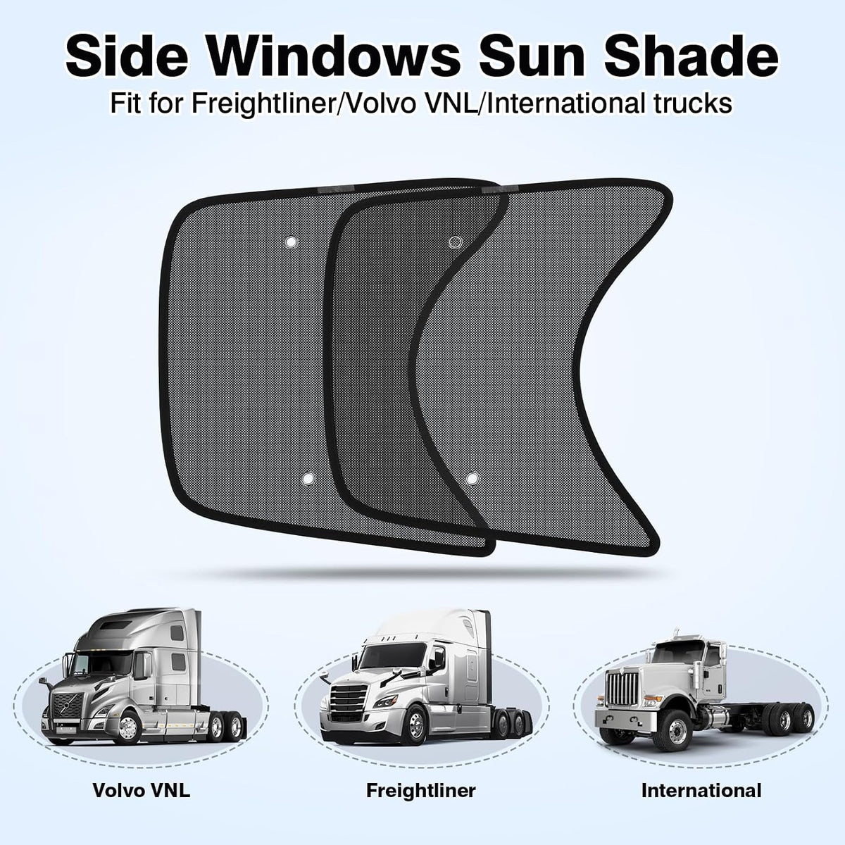 KUST 2PCS 23''*21.6'' Side Window Shades for Semi Truck/Heavy Duty Truck - Freightliner Cascadia, Volvo, Mack, Kenworth, Peterbilt, International LT, Western Star - Mesh Shade - Truck Accessories