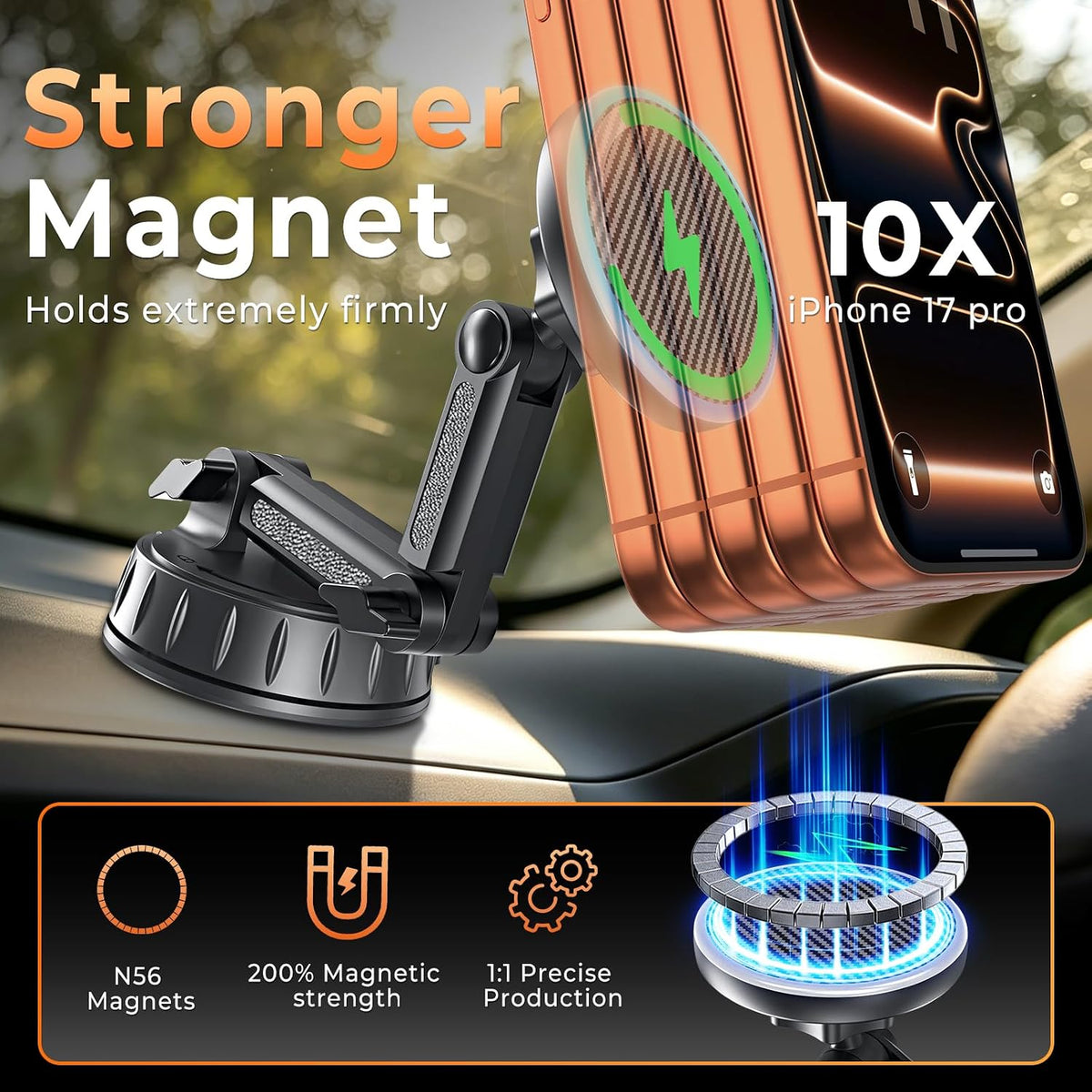 for MagSafe Car Mount Charger, Strong Magnetic Phone Holder for Your Car
