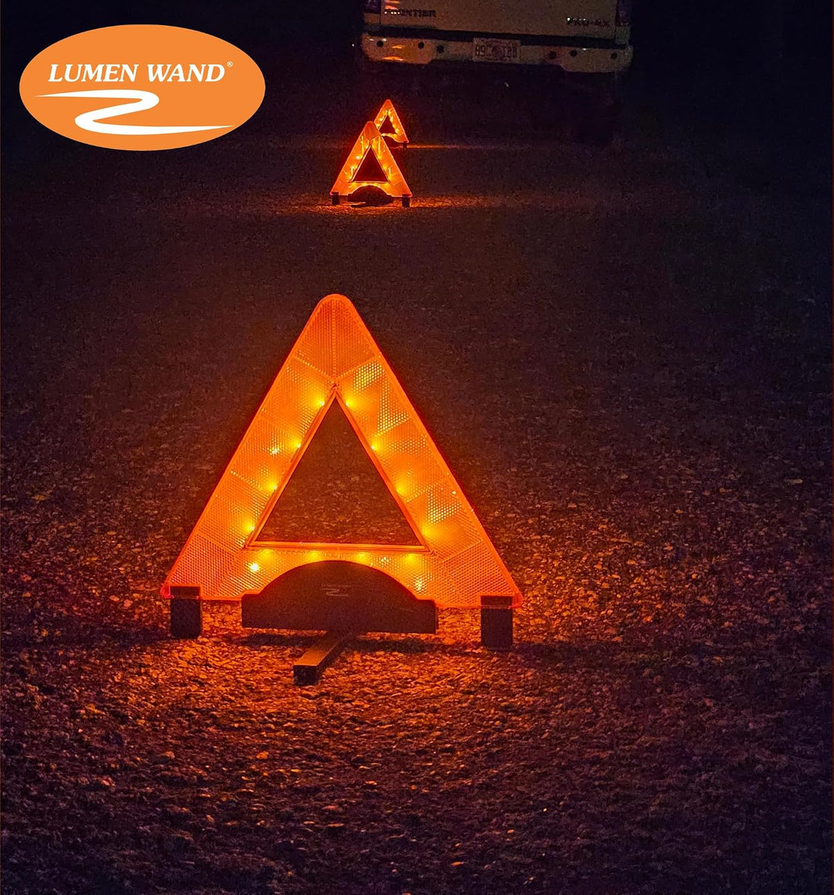 Lumen Wand 3 Pack LED Reflective Warning Triangles Emergency Safety Kit