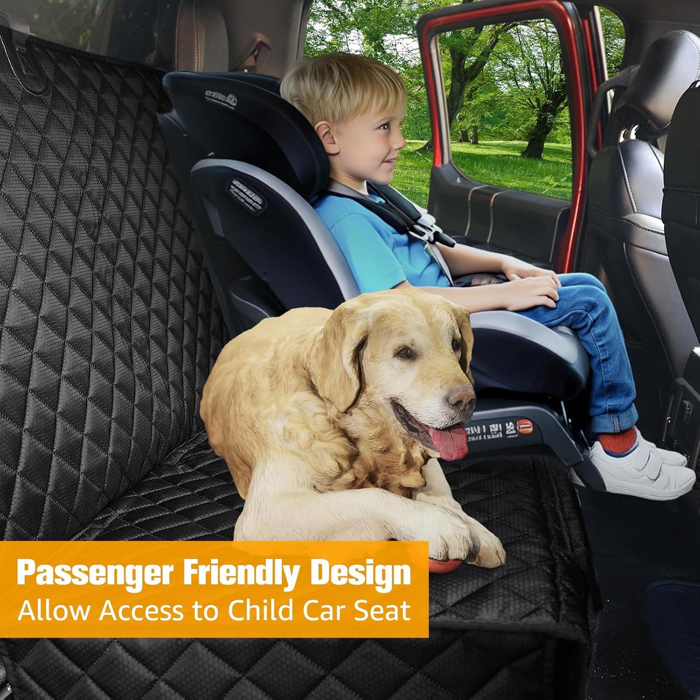 PETICON Dog Car Seat Covers for Truck Ford F150/Chevrolet Silverado 1500/Ram 1500/GMC Sierra 1500, Waterproof Pet Back Seat Cover for Trucks, Scratchproof Nonslip Durable Rear Seat Cover for Dogs