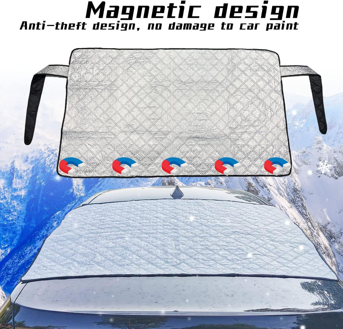 jeseny Pack-1 Rear Windshield Snow Cover, Back Window Frost Cover Offers Complete Protection from Snow, Ice and Other Winter Debris, Fits for Most SUVs/Vans (Silver#XD006/55"*31.5")