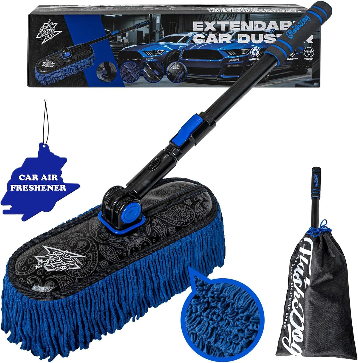 Flash Dog Car Duster Exterior - Wax Treated Cotton & Extendable Handle