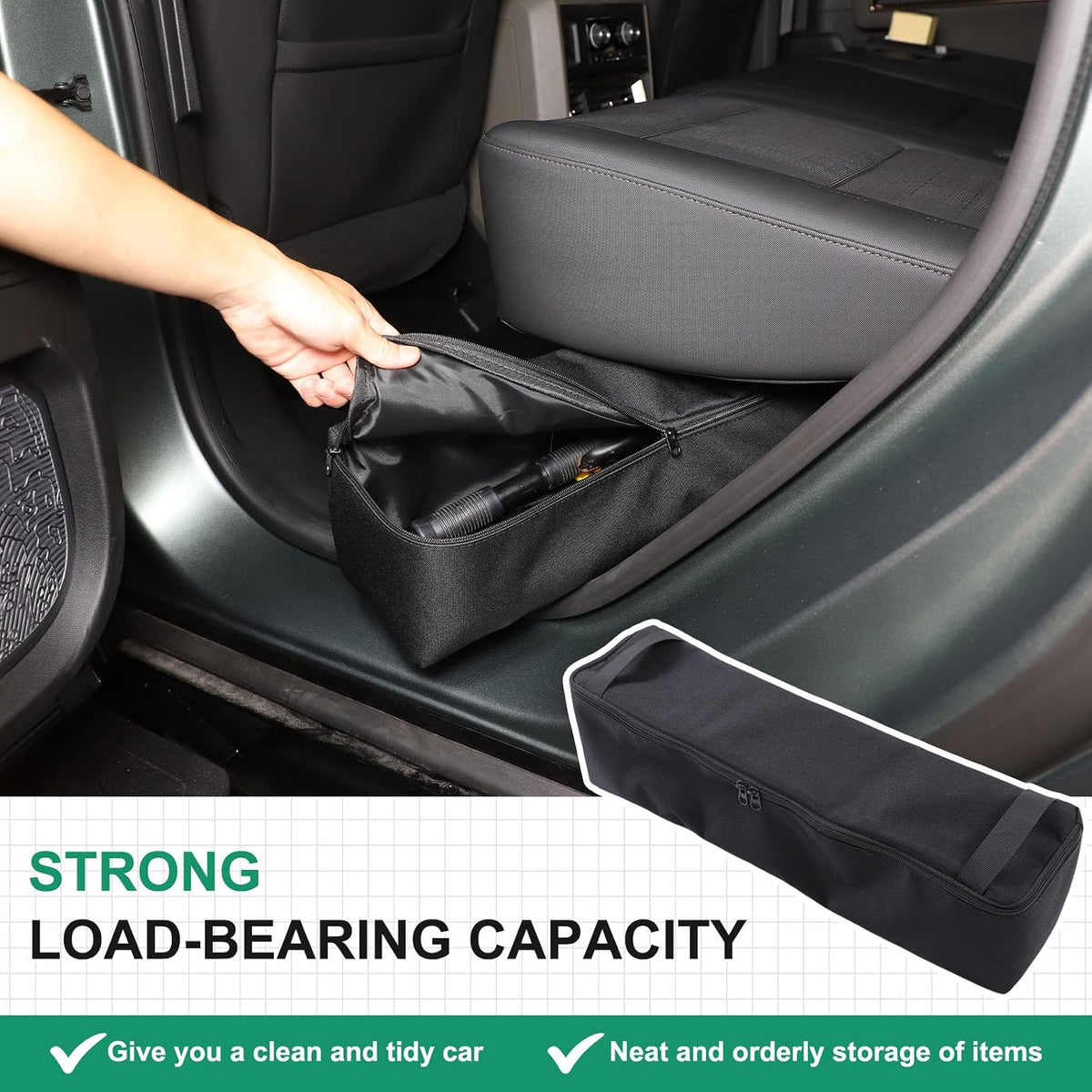 Under Seat Organizer for Hummer EV Accessories Backseat Rear Hidden Under Seat Storage Bags Portable Waterproof Foldable Storage Tool with Handle for Hummer EV SUV Pickup 2024 2025 2026 (A/2Packs)