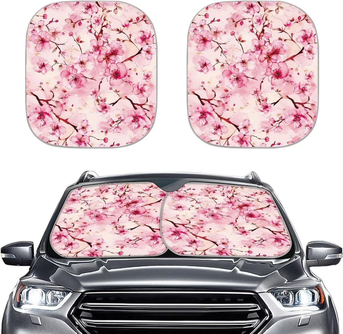 Pink Groovy Flower Car Windshield Sun Shade 2 Piece Foldable Car Sun Shade Windshield Cover Sunshade Blocks UV Rays Sun Visor Protector Automotive Interior Sun Protection Accessories