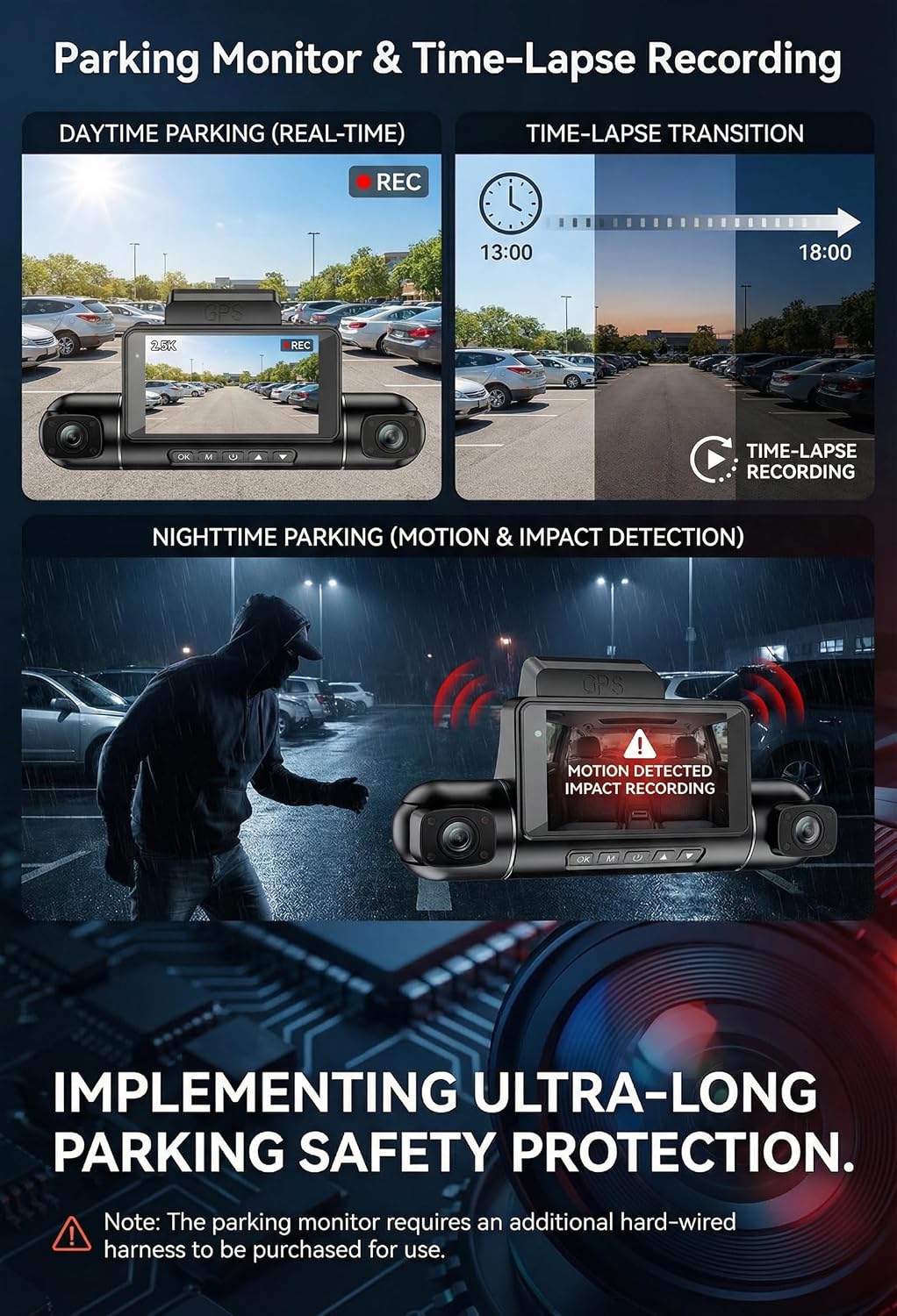 4 Channel 360° Dash Cam, 2.5K Front + 1080P, GPS & 128GB Card