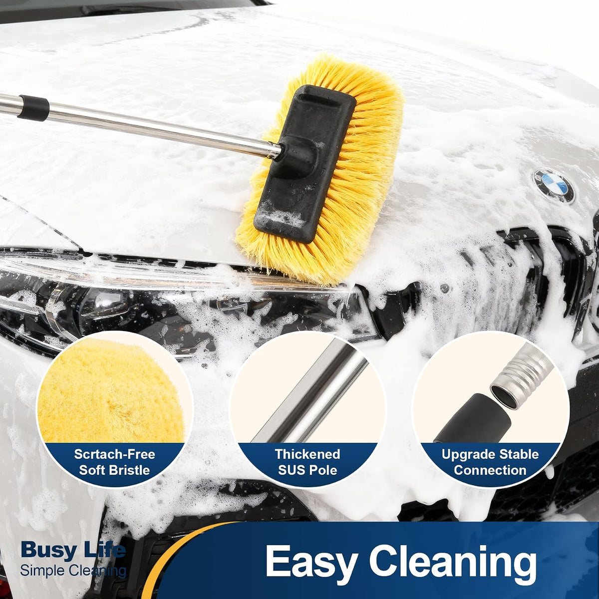 Yocada Five-Sided Car Wash Brush with 61" Long Handle No Scratch