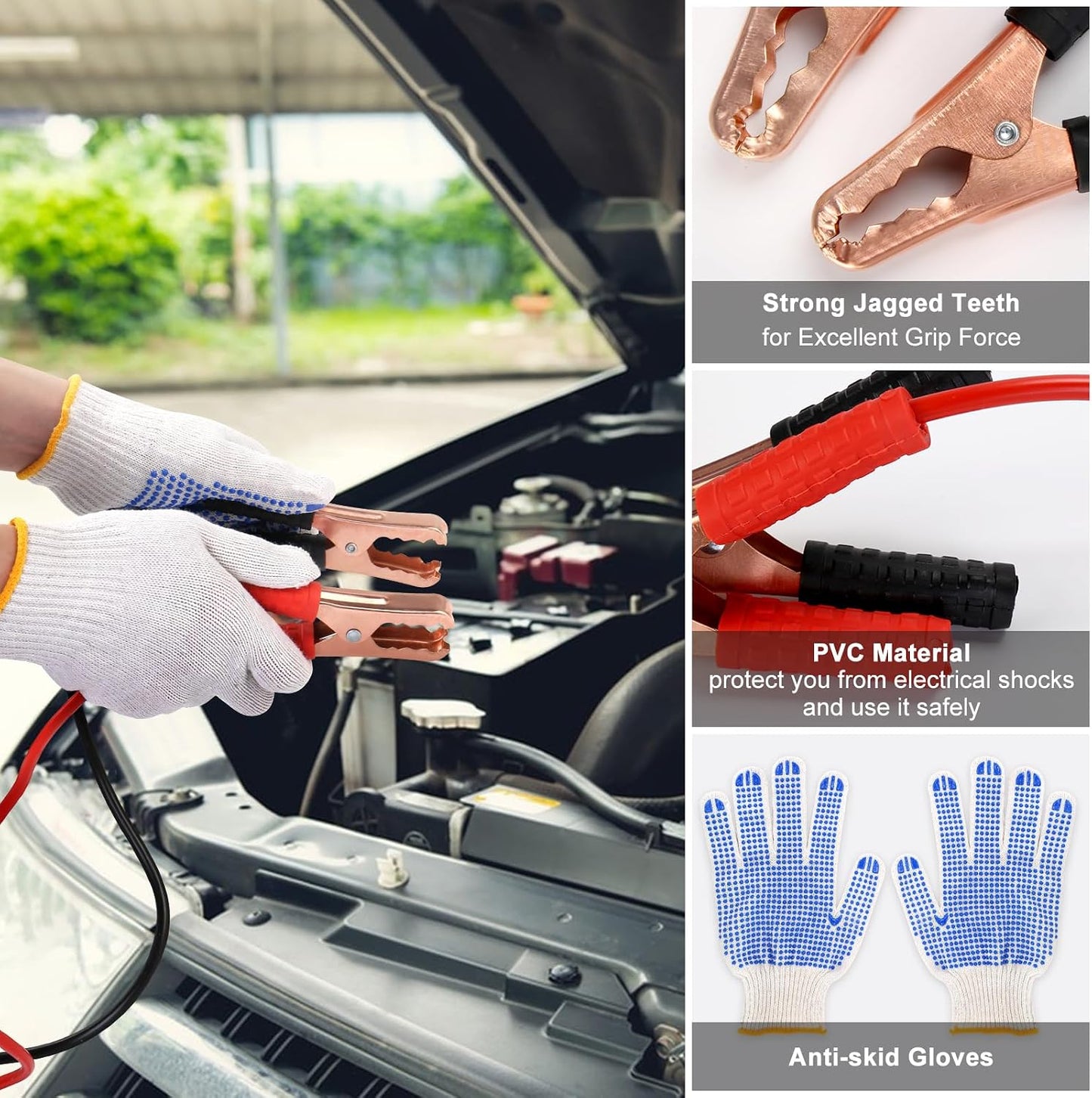 Car Safety Kit,14-Piece Roadside Emergency Car Kit,Vehicle Emergency Kit with Jumper Cables,Car Emergency Kit with Portable Air Compressor Tow Trap for Travel Camping,Car Kit Essentials