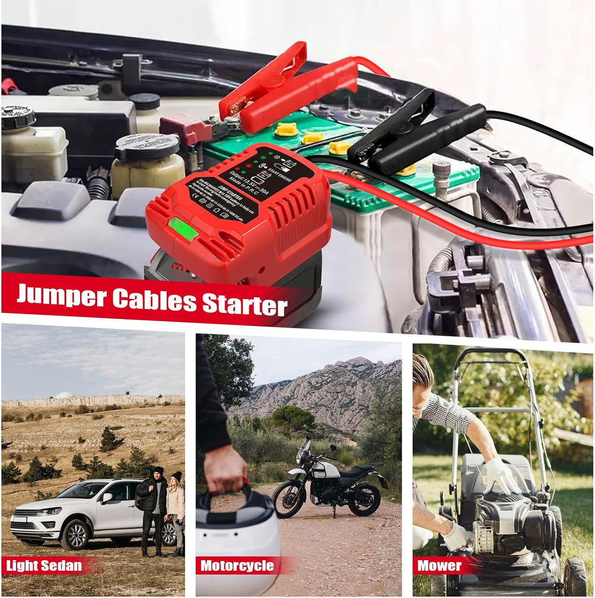 Jump Starter Adapter for Milwaukee M18 Battery, 12V Portable Car Jump Cables, Automotive Booster Cable Adapter, Jump Starting Dead or Weak Batteries, Engine up to 3.5 Liters (NO Battery)