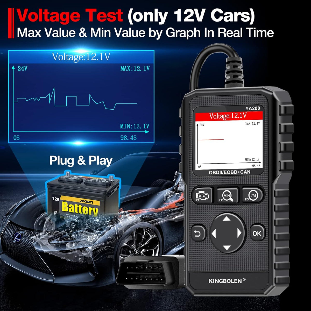 KINGBOLEN YA200 OBD2 Scanner, Car OBD2 Code Reader Check Engine Light
