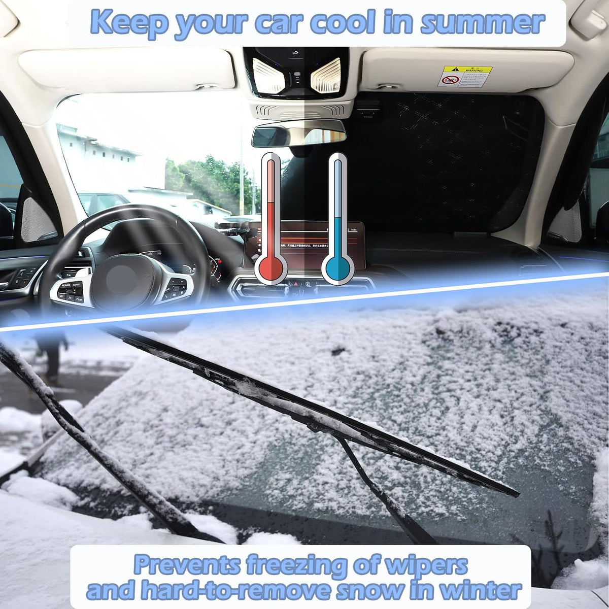 Windshield Snow Cover Compatible with 2018-2024 BMW X3, Best for Ice, Frost & Snow Removal - All Weather Winter & Summer Front Window Automotive Covers Sun & Snow-Shade Accessories (Style A)
