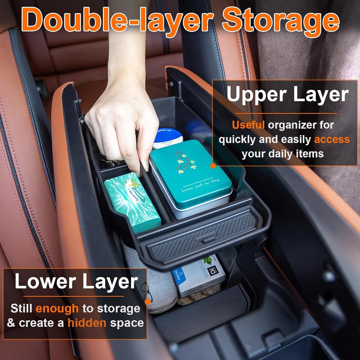 Center Console Organizer Tray Compatible with 2026 2025 2024 2023 Mazda CX-50 Armrest Organizer Tray Secondary Storage ABS Plastic Accessories (NOT FOR CX-5)