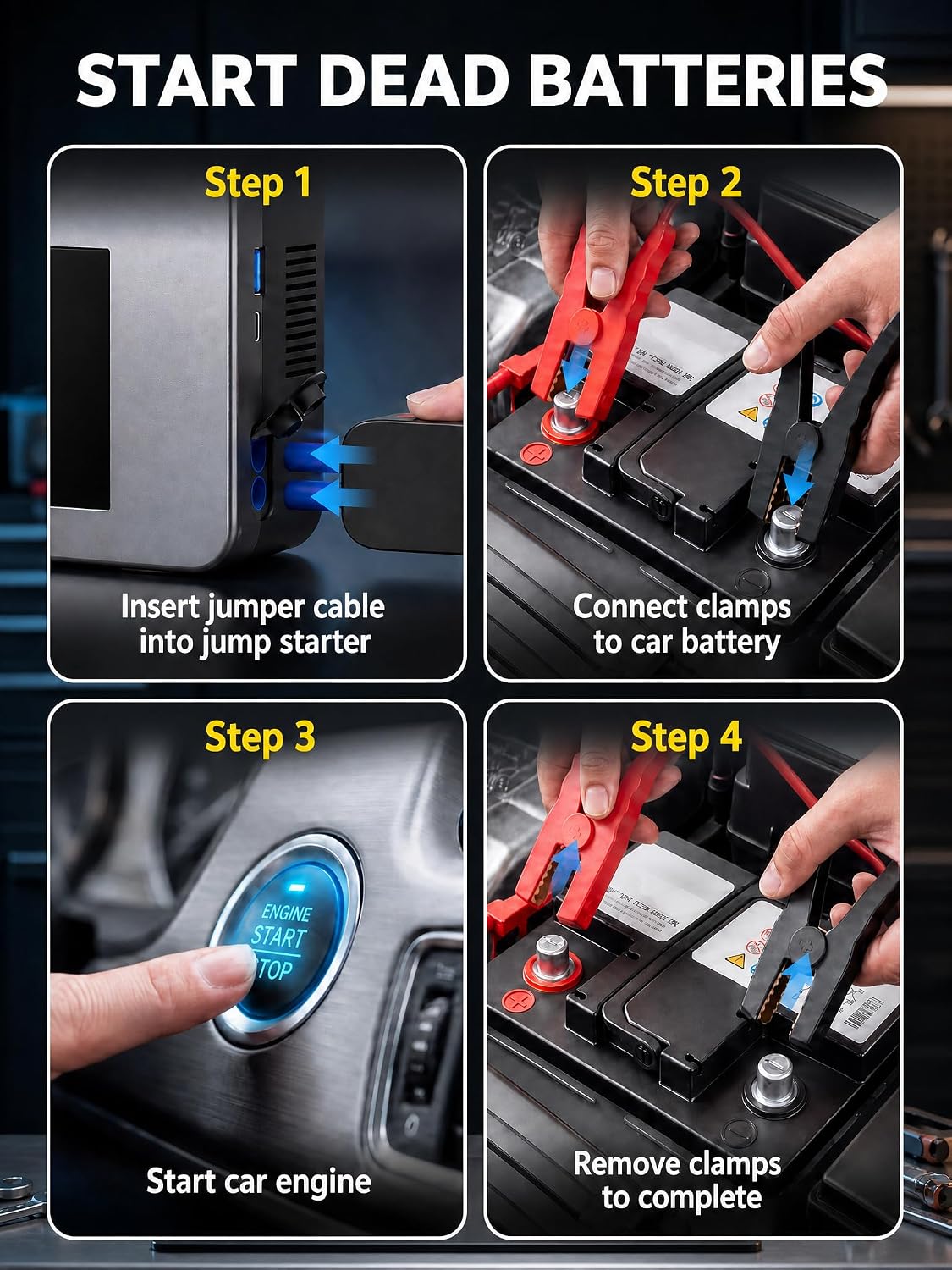 L8 Portable Jump Starter & Tire Inflator,150 PSI Cordless Air Compressor, Jump‑Start Assistance, Emergency Auxiliary Power, Auto Shut‑off, Digital Gauge, Multi‑Mode LED Light