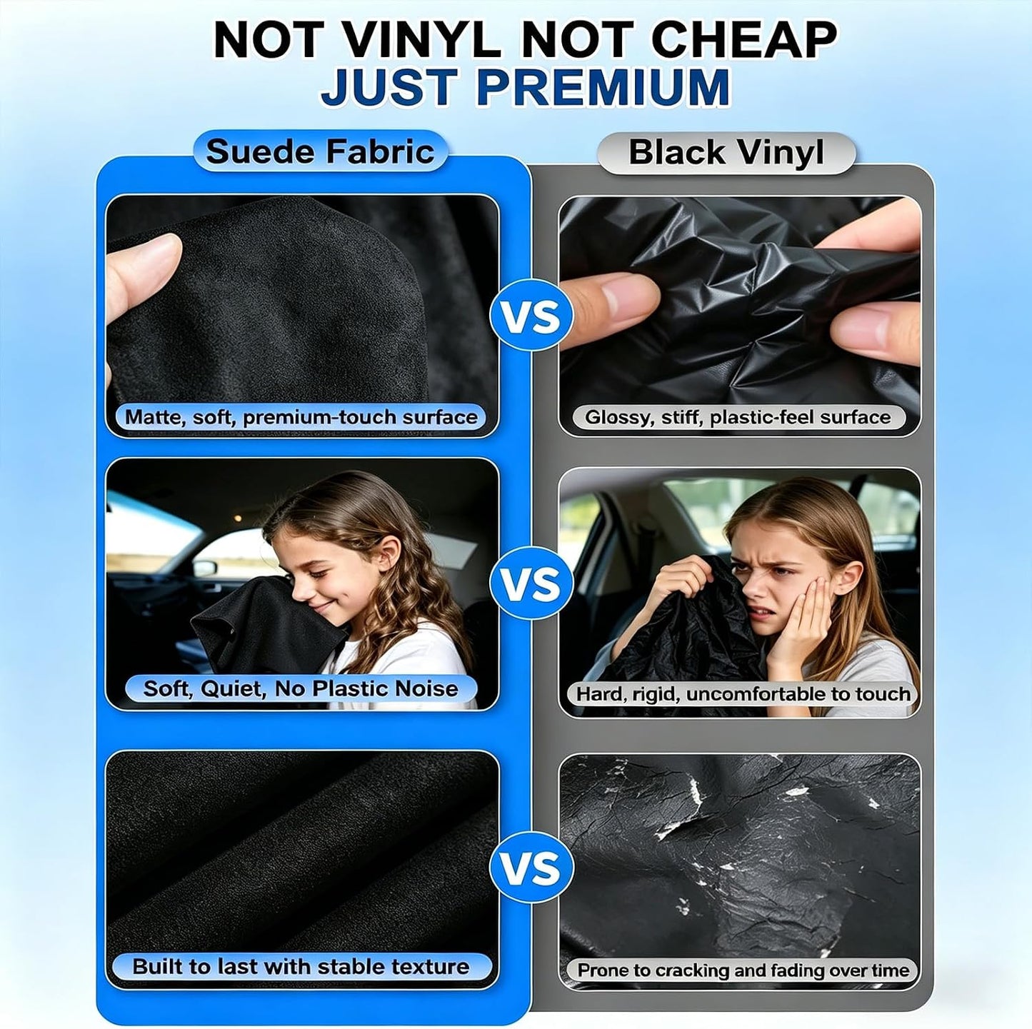 ZATOOTO Suede Car Window Shades 4PCS - Car Window Covers for Ultimate Privacy, UV Protection, and Heat Insulation, Side Window Sun Shade Perfect for Camping, Travel, Baby Safety, and Daily Use