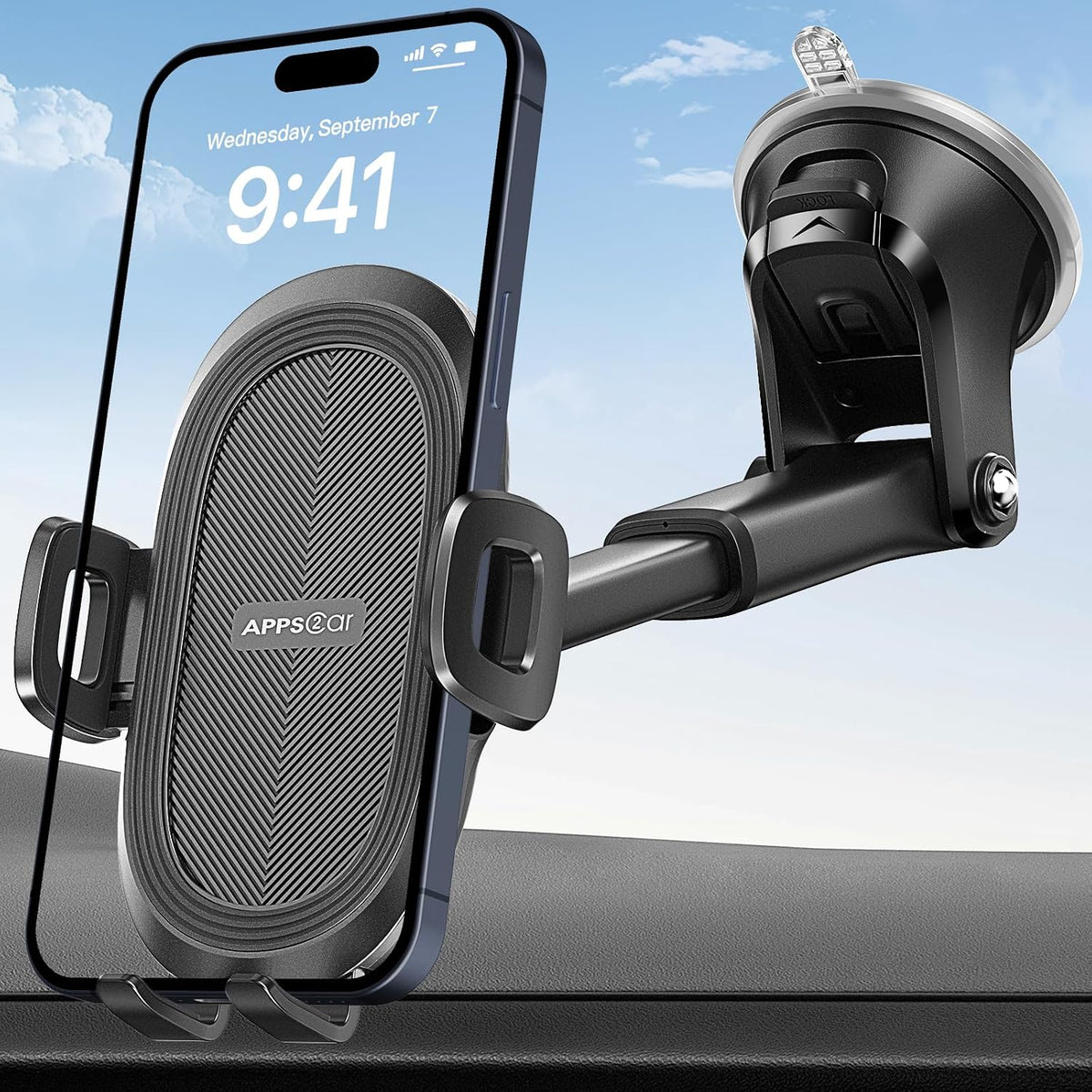 APPS2Car Car Phone Holder Military-Grade Suction Cup Dashboard Windshield
