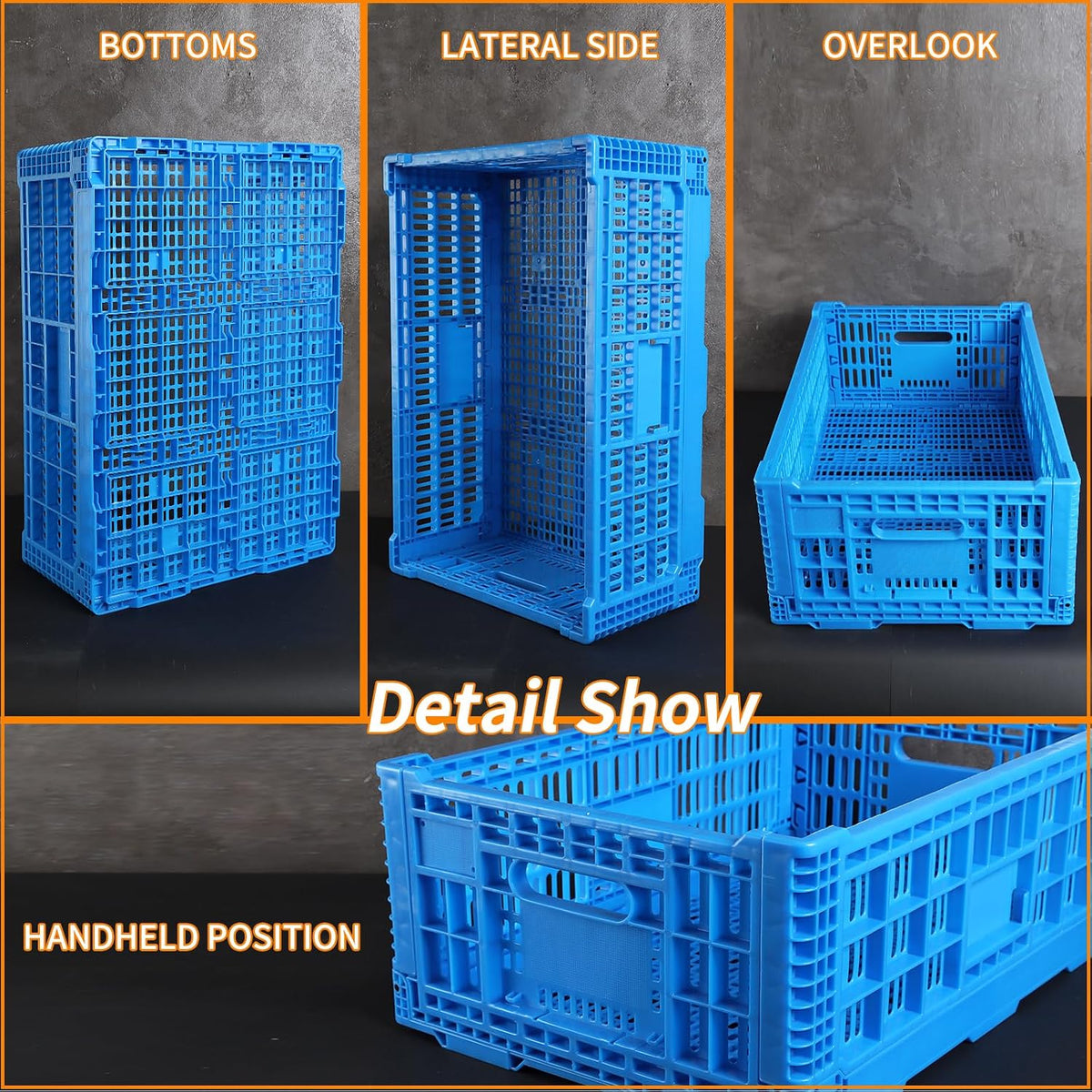 Collapsible Storage Bin Containe，52 Liter Transferheavy duty plastic storage box,blue milk crates heavy duty Transit storage of various items (1)