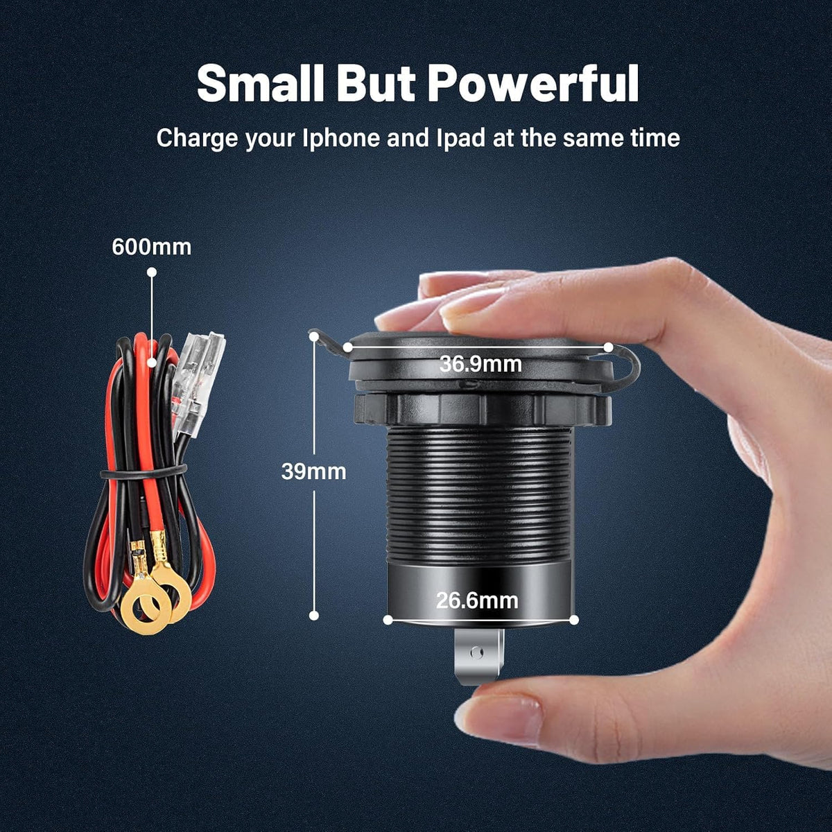 Anina 2PCS Car Charger Socket, 18W USB A + 36W PD USB C, 12V/24V Waterproof Dual Port Charger with Voltmeter & Reverse Protection for Car Truck RV Boat Marine Motorcycle