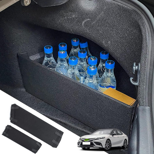 For Toyota Camry 2018-2025 Car Rear Trunk Organizer Side Divider, 2Pcs | Left and Right Trunk Side Storage Baffle Cargo Storage Divider Felt Waterproof Increase Storage Space, Easy to Install, Black