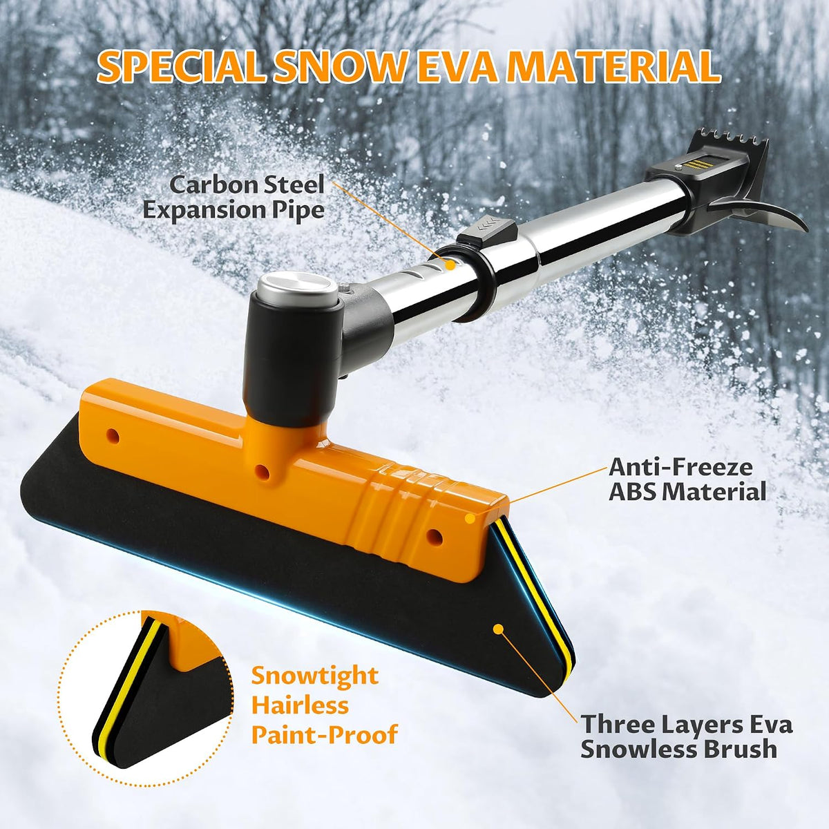 helloleiboo 39.4" Ice Scrapers for Car Windshield Extendable Snow Brush for Car 12 Adjustable Length Settings with 360° Pivoting Brush Head Snow Removal Tools Snow Brush and Ice Scraper for Truck SUV
