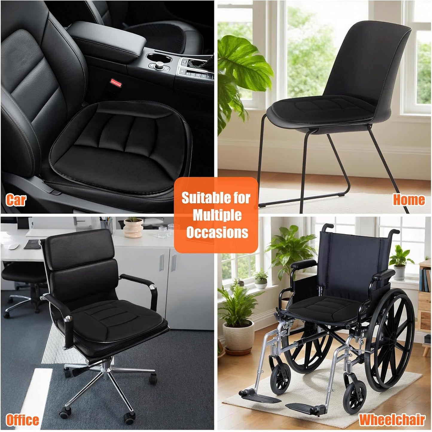 Car Seat Cushion for Long Sitting, Memory Foam Cushion for Office Chairs, Car Driving, Soft and Comfortable Support for Tailbone, Pain and Pressure Relief, Comfort(Black)