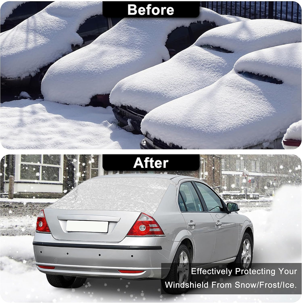 X AUTOHAUX Rear Windshield Cover for Ice and Snow Magnetic Car Window Black